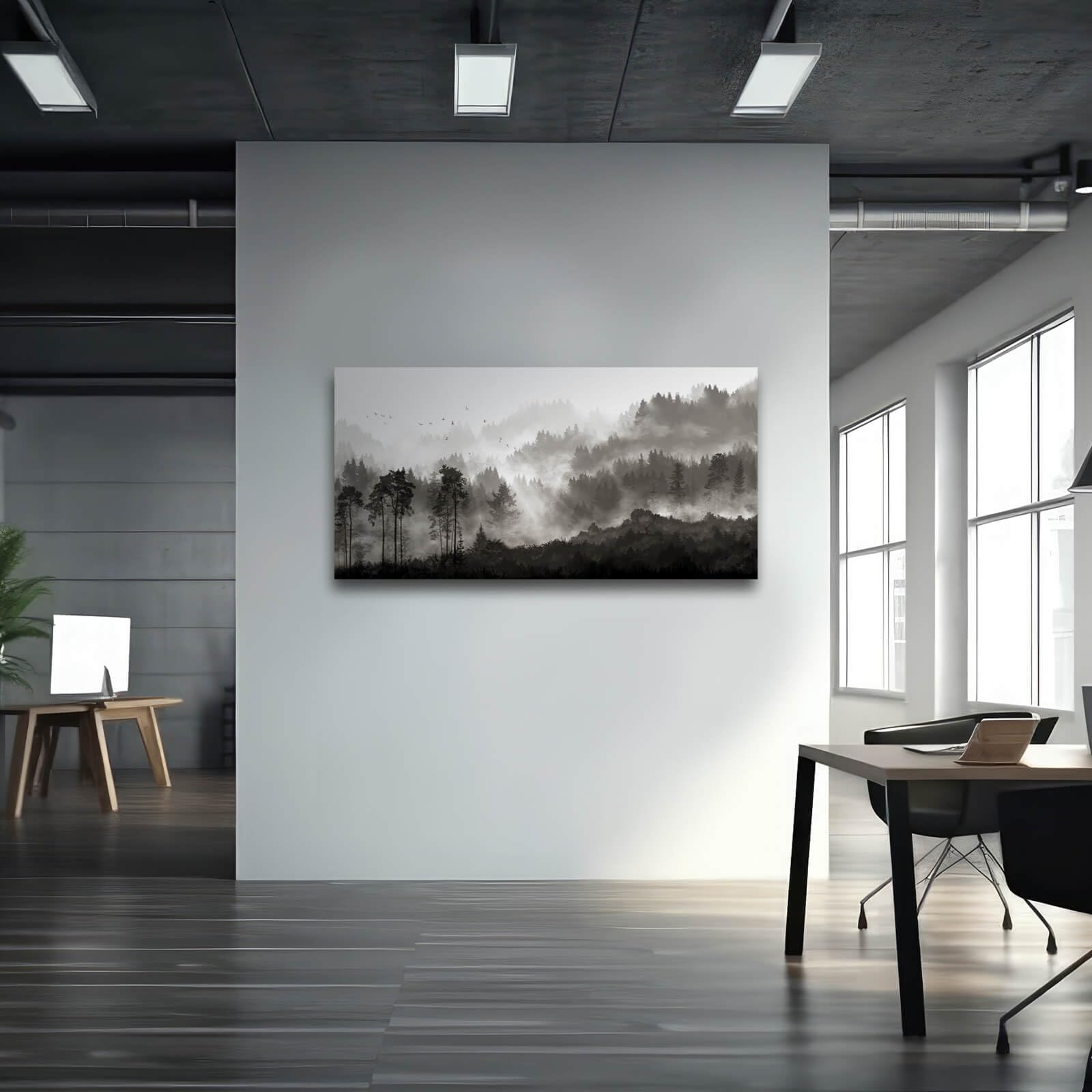 Yjyart Landscape Wall Art Black Forest Tree Painting For Bedroom Living Room Kitchen Office Well Decoration Ready To Hang 24X48