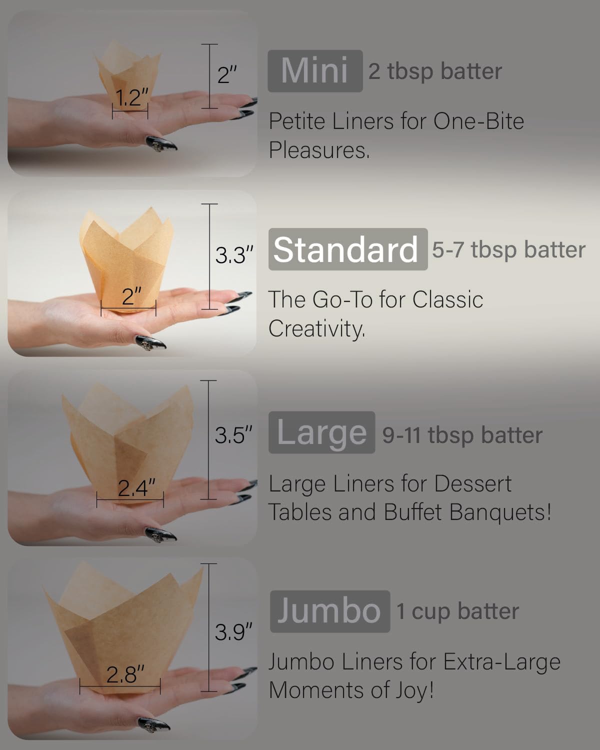 Bake Choice Nordic 75Gsm Paper 200Pcs Natural Tulip Cupcake Liners For Baking Cups, Unbleached Eu Parchment Paper Tulip Muffin L