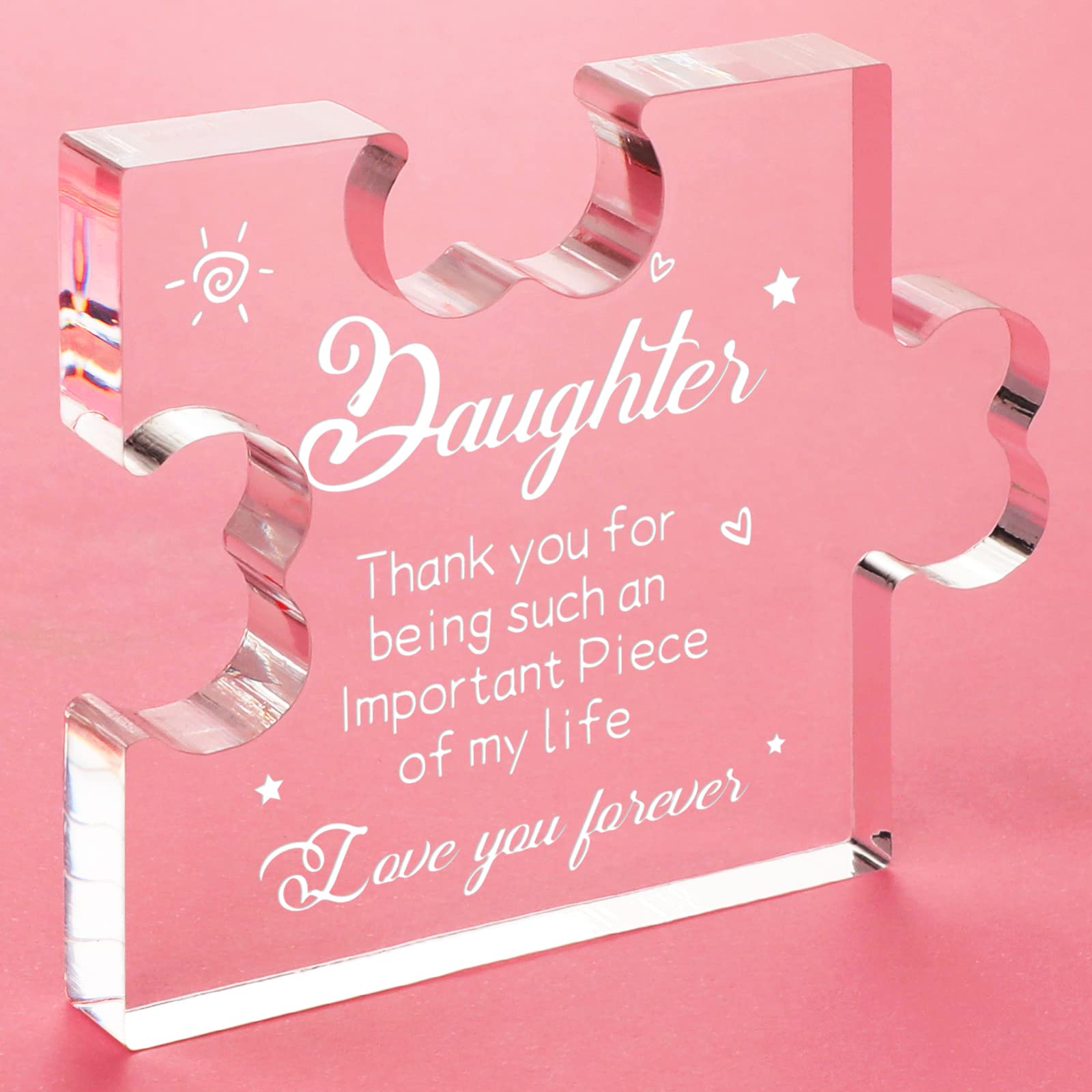 Funnli Daughter Gift from Mom Dad Acrylic Puzzle Plaque - Mothers Day Birthday Graduation Gifts for Daughter 3.35 x 2.76 Inch De