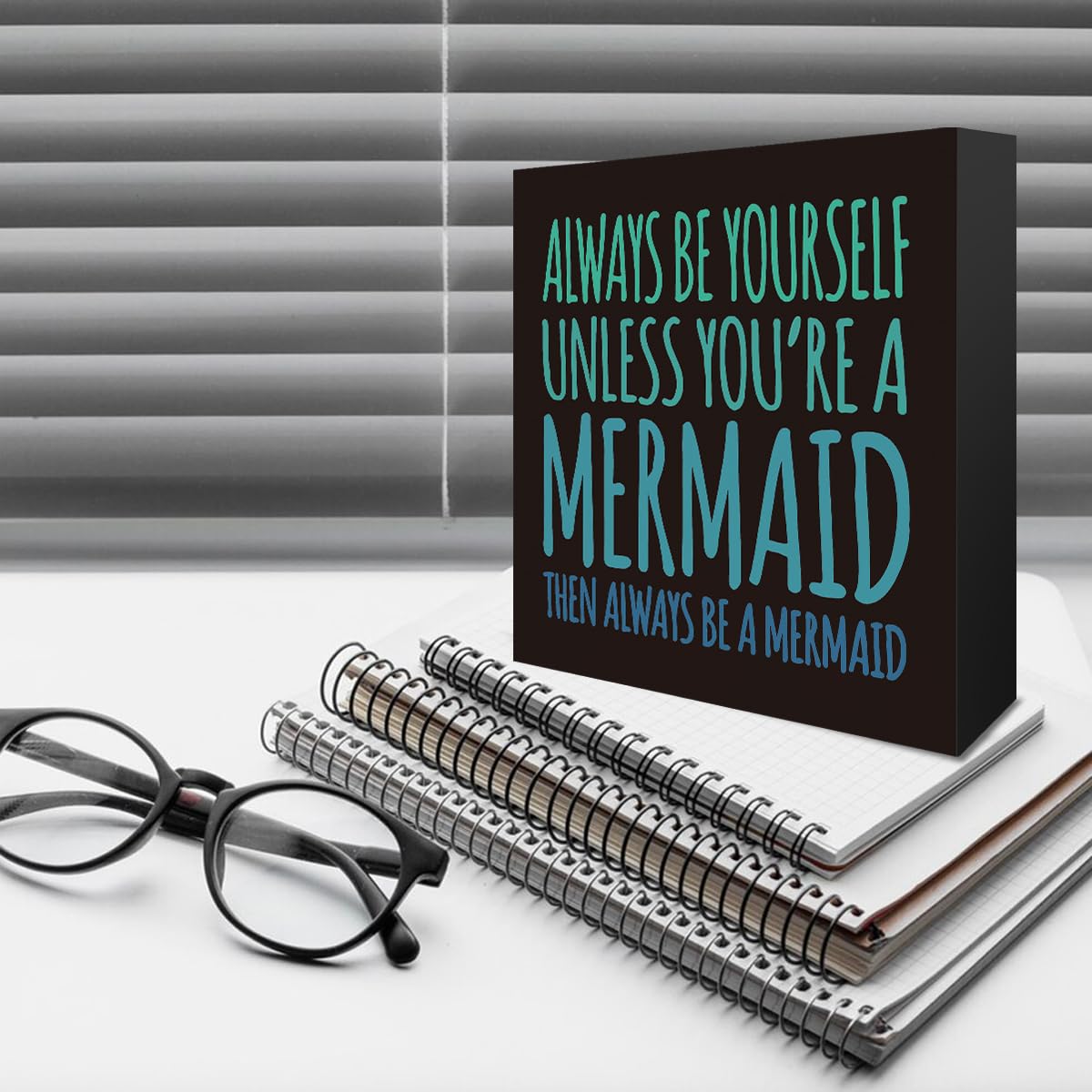 Inspirational Mermaid Wood Sign, Always be Yourself Unless You Can Be a Mermaid Sign, Wooden Box Sign Home Office Desk Decor for
