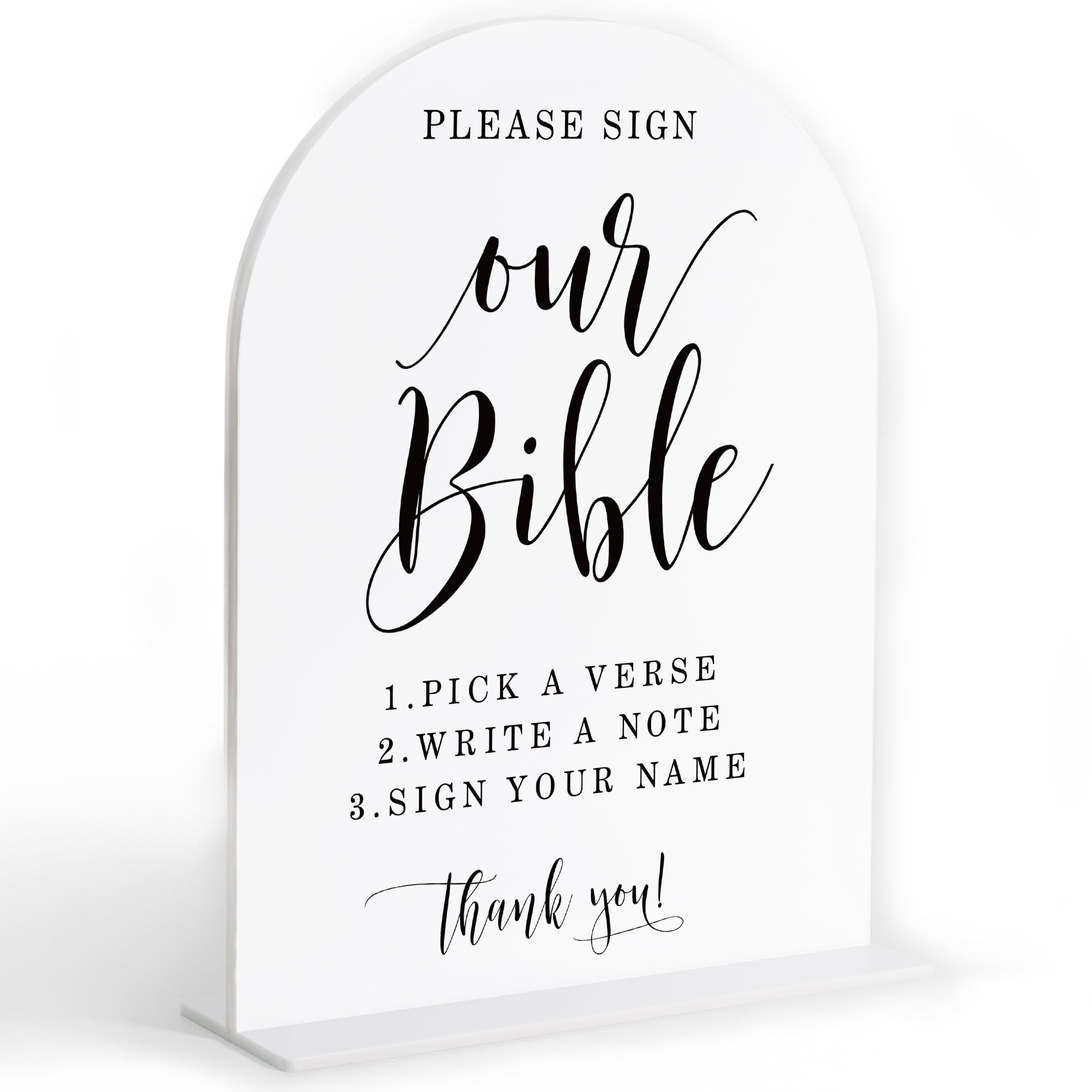 Wedding Bible Guest Book Sign, Please Sign Our Bible for Wedding, White Arch Acrylic Sign, Bridal Shower Decor, Engagement Party