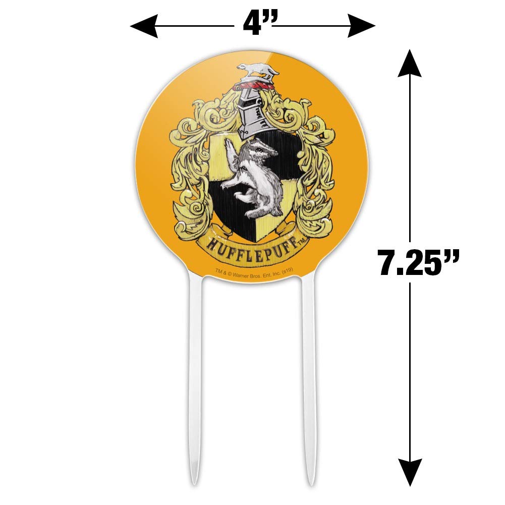 Acrylic Harry Potter Hufflepuff Painted Crest Cake Topper Party Decoration For Wedding Anniversary Birthday Graduation