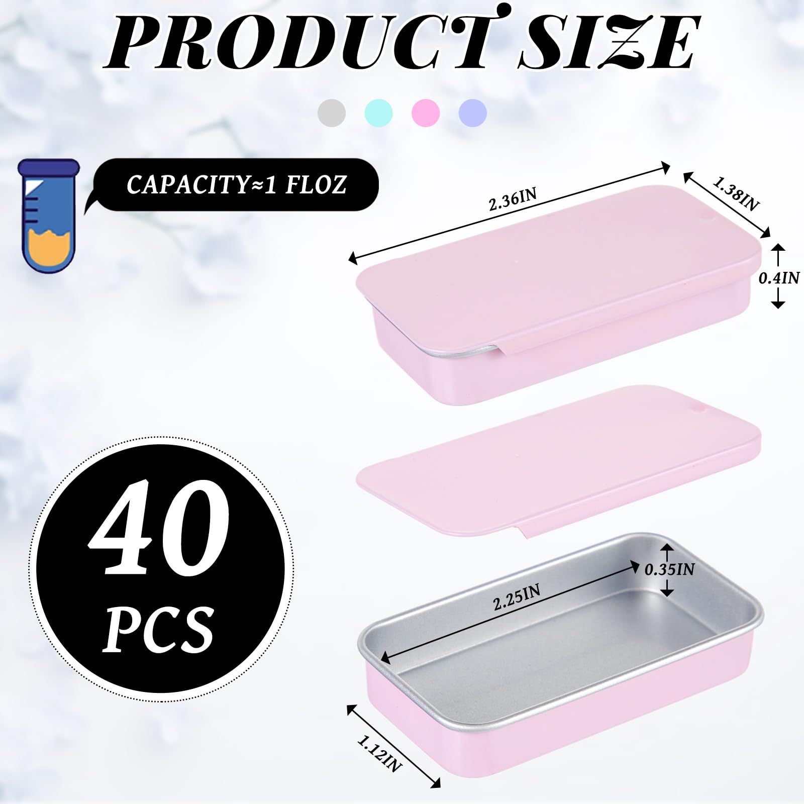 Norme 40 Pcs Small Slide Top Tin Lip Balm With Lids Rectangular Metal Containers For Lip Balm Candies Jewelry Crafts Pills Stora