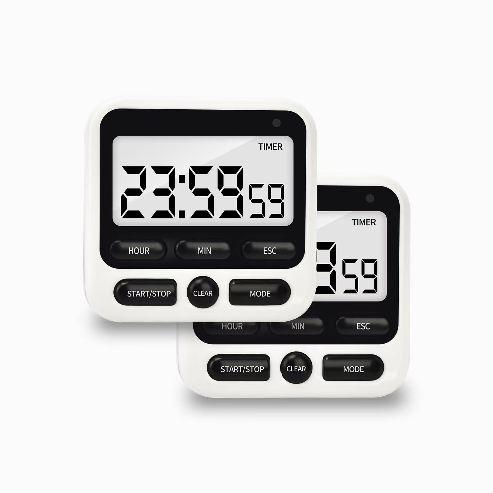 2 Pack Digital Kitchen Timer NKOVE 24 Hour Clock and Alarm Function with Silent or Alarm Manual Switching Count UP or Down and M