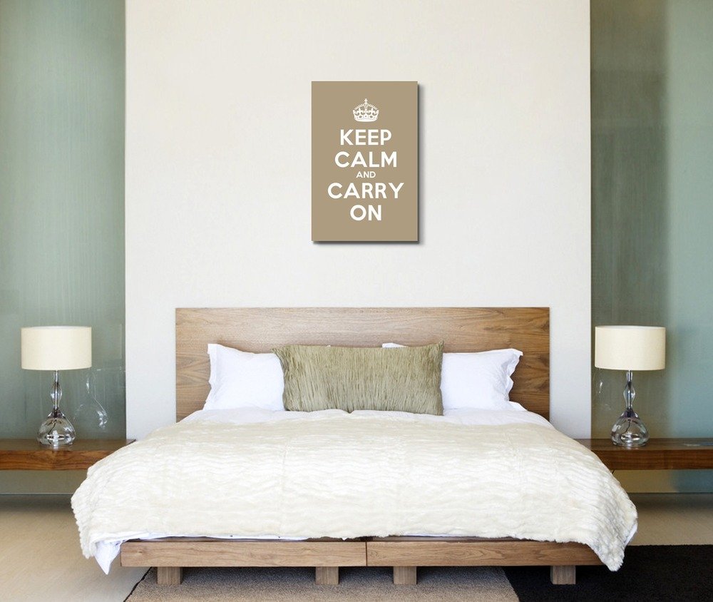 Canvas Wall Art Gallery Wrap Canvas Prints - Keep Calm And Carry On | Stretched Brown Canvas Home Art Ready To Hang - 24'' X 36'