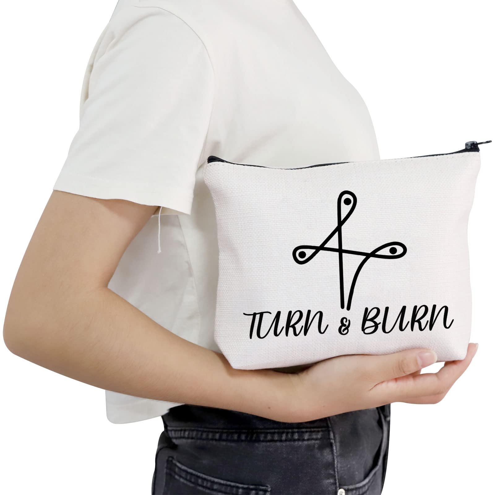 Pofull Barrel Racer Rodeo Gift Turn And Burn Barrel Racing Cosmetic Bag Rodeo Cowgirl Gift (Turn And Burn Bag)