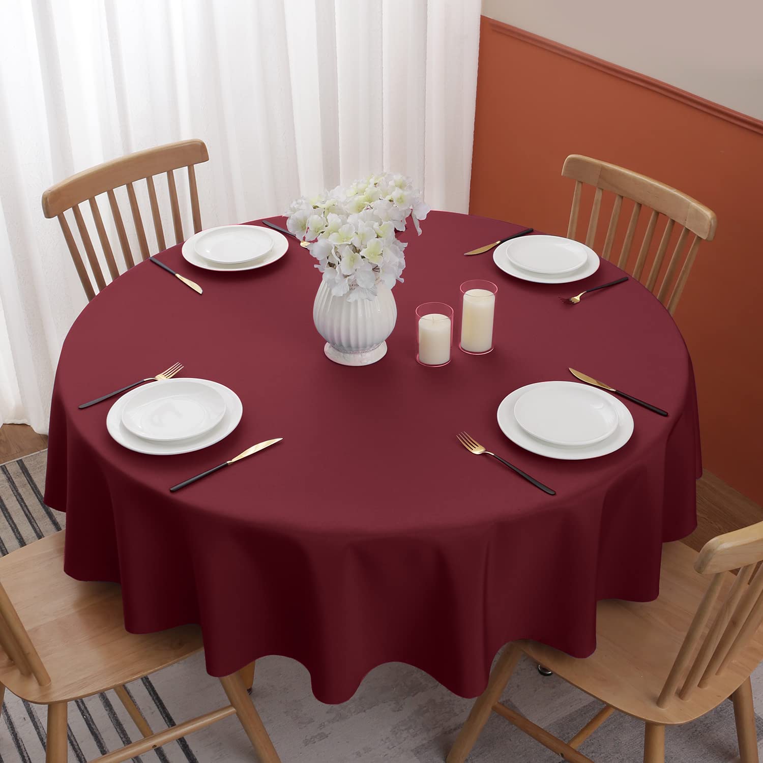 Softalker Christmas Round Tablecloth Waterproof & Stain Resistant Table Cloth Wrinkle Free Fabric Washable 210Gsm Polyester Tabl