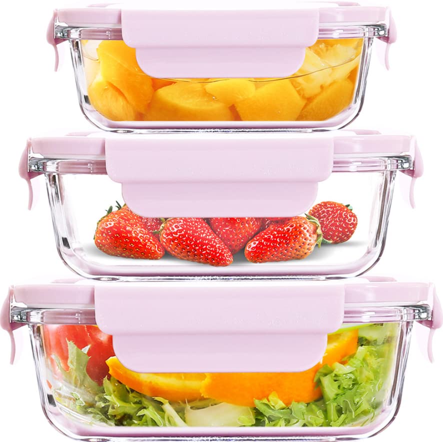 Happy Born 400Ml, 600Ml, 1000Ml Recatangle Glass Food Storage Containers With Wooden Lids, Glass Lunch Box With Air Tight Wooden