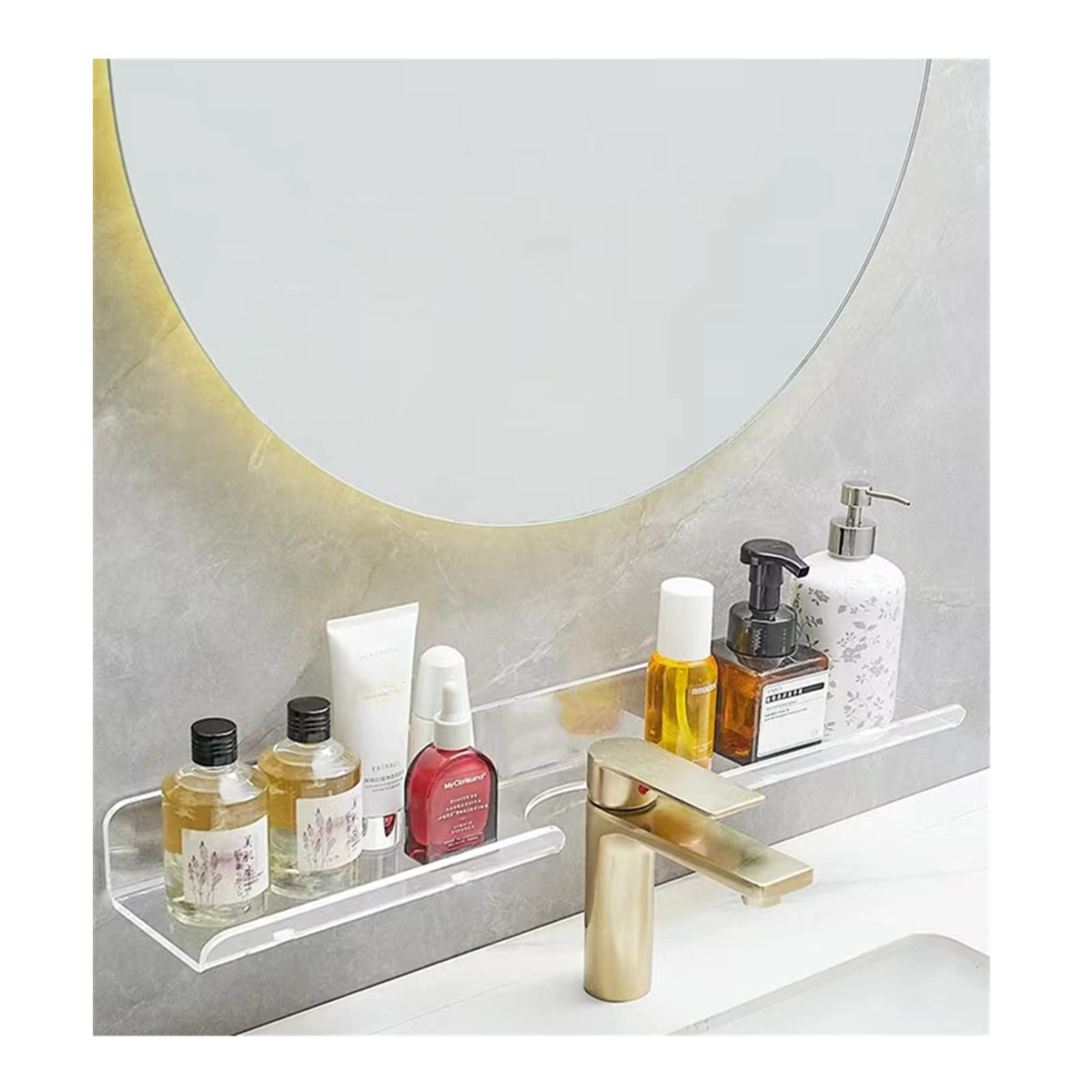 Royalita 24 Inch Acrylic Bathroom Shelf Organizer Over The Faucet, Over The Sink Shelf Room Decor, Sink Shelf Over Faucet, Bathr