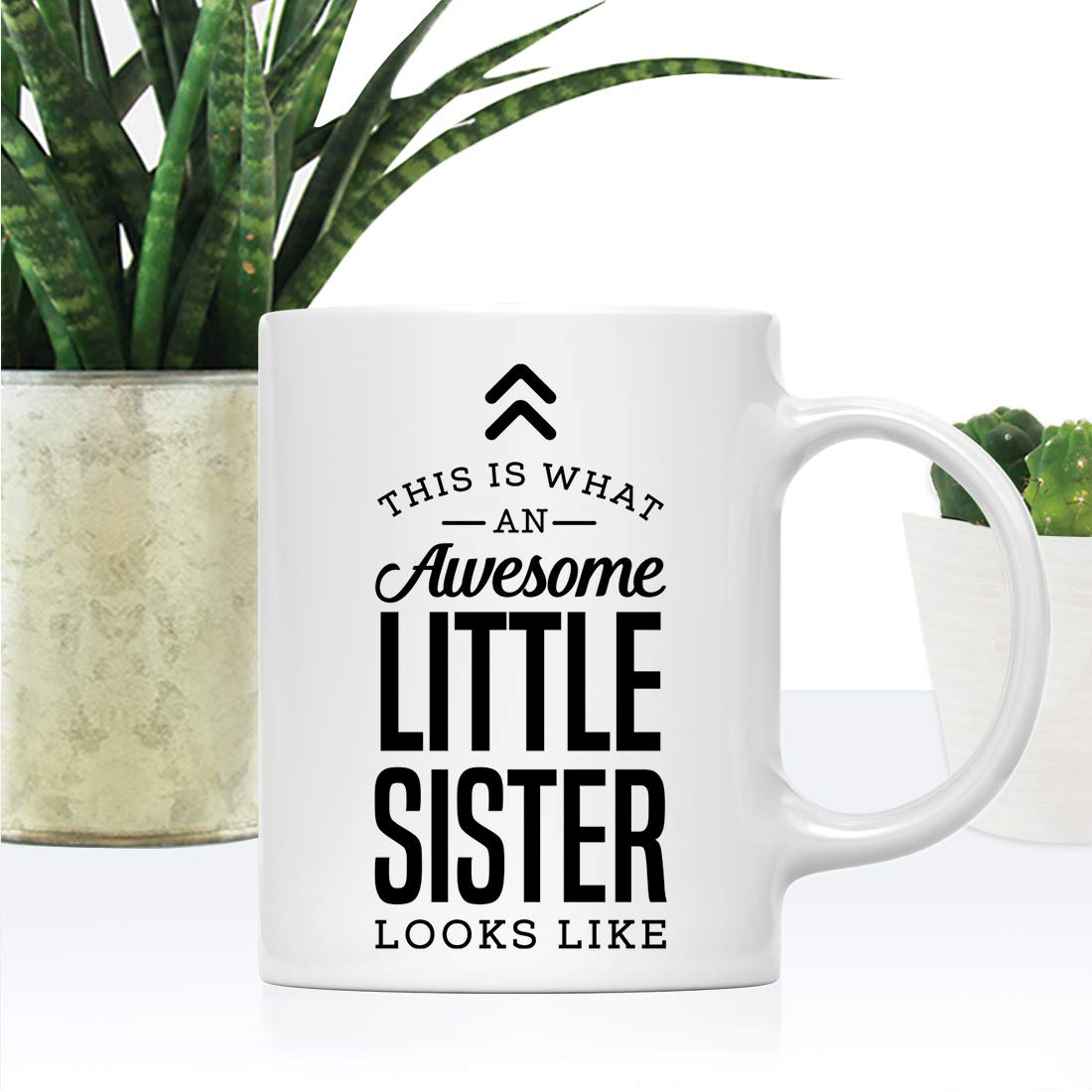 Andaz Press 11oz. Ceramic Coffee Tea Mug Gift, This is What an Awesome Little Sister Looks Like, 1-Pack, Birthday Gift Ideas Cow