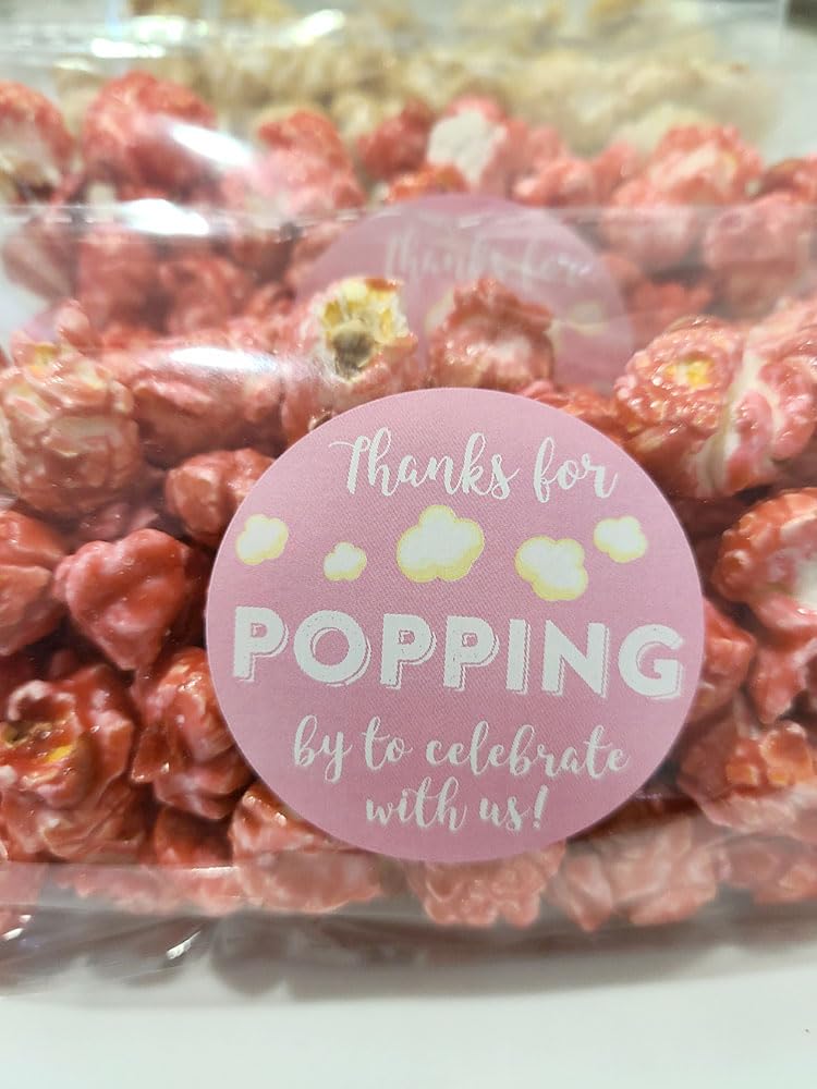 1.9 Inch Thanks For Popping By Wedding Stickers Set Of 60 (Light Pink)
