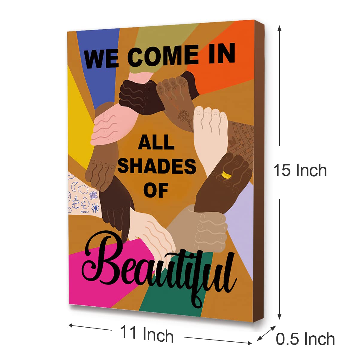 Listngbo We Come In Shape Of Beautiful Canvas Frame Wall Art,Diversity Equality Motivational Quote Canvas Print Ready To Hang Fo
