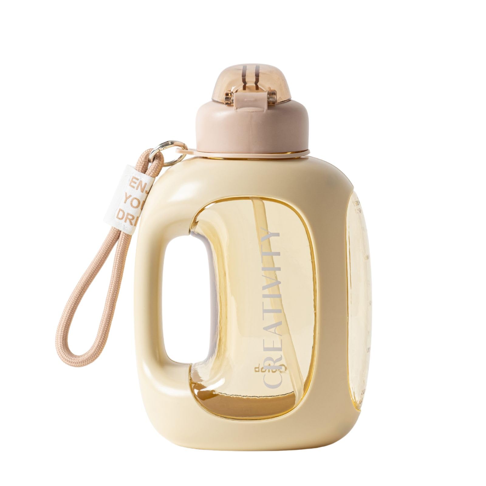 Oolab 1500ml Sports Water Bottle with Handle Strap Reusable BPA Free Ecozen Plastic Leak Proof Wide Mouth Lightweight Water Jug 