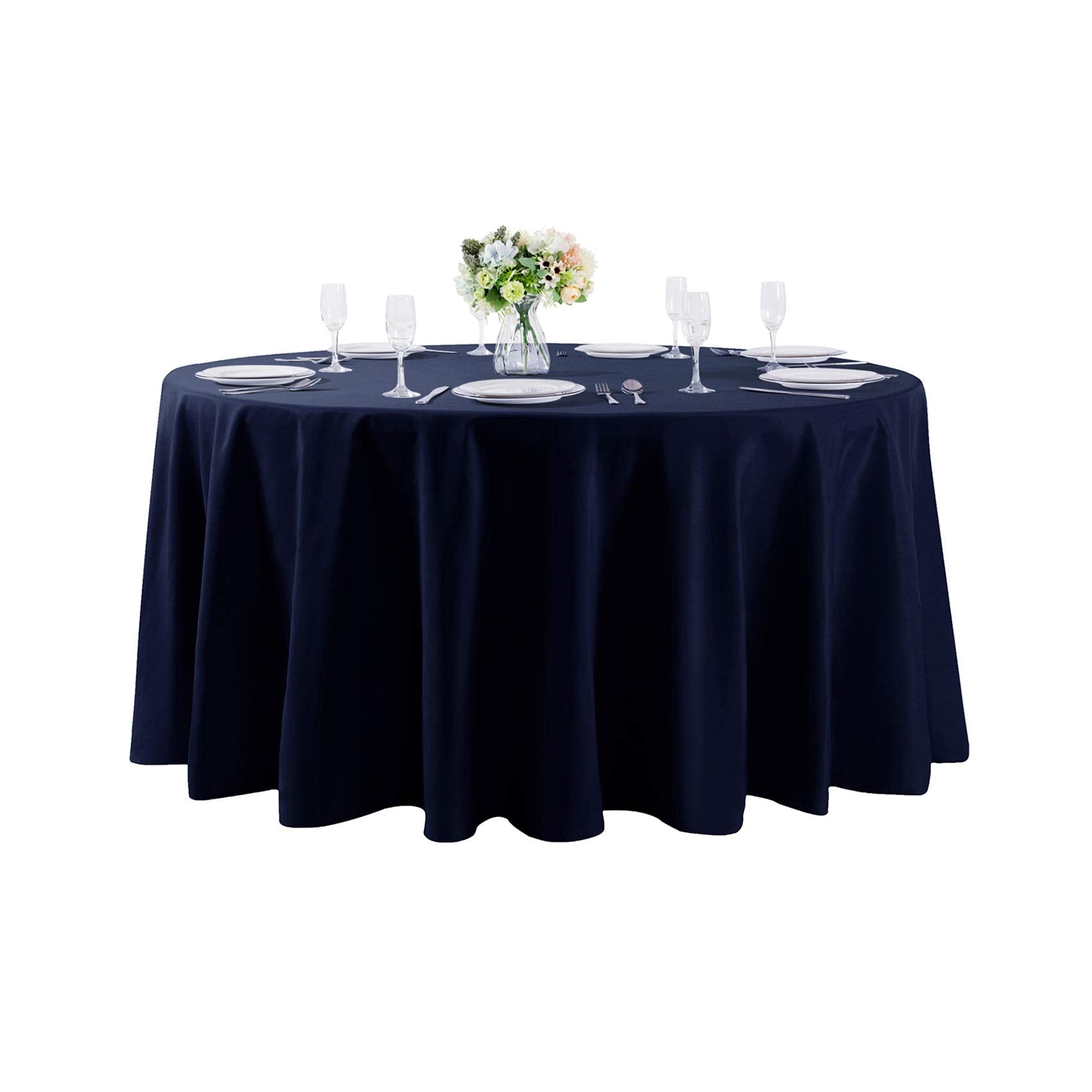 108 Inch Round Tablecloth Washable Polyester Table Cloth Decorative Table Cover For Wedding Party Dining Banquet(108 Inch,Navy)