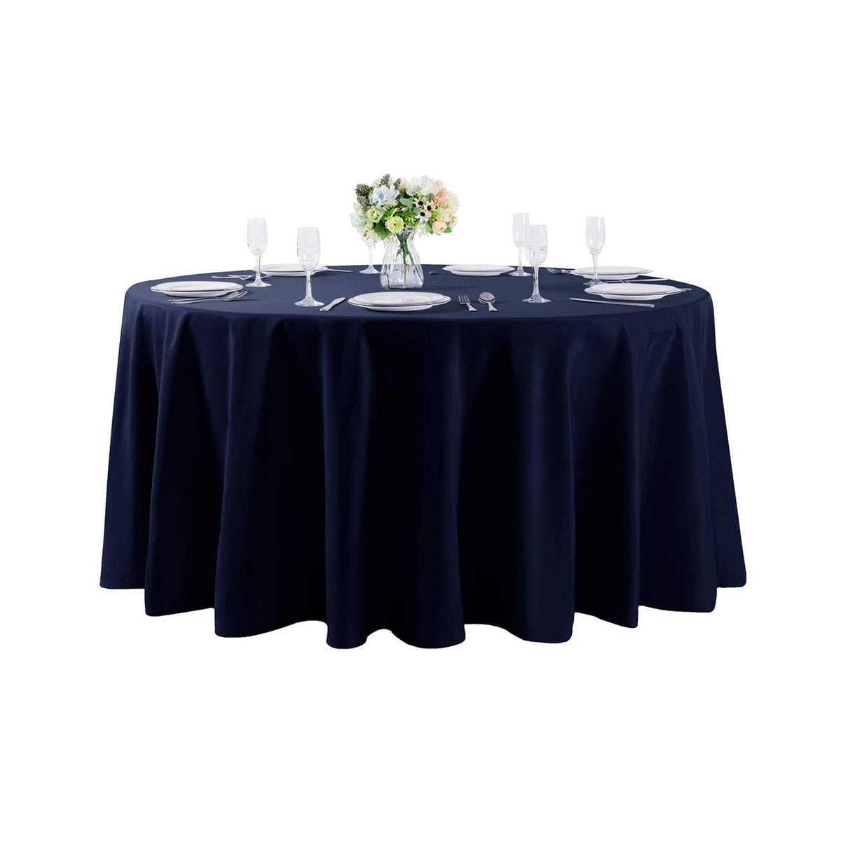 108 Inch Round Tablecloth Washable Polyester Table Cloth Decorative Table Cover For Wedding Party Dining Banquet(108 Inch,Navy)