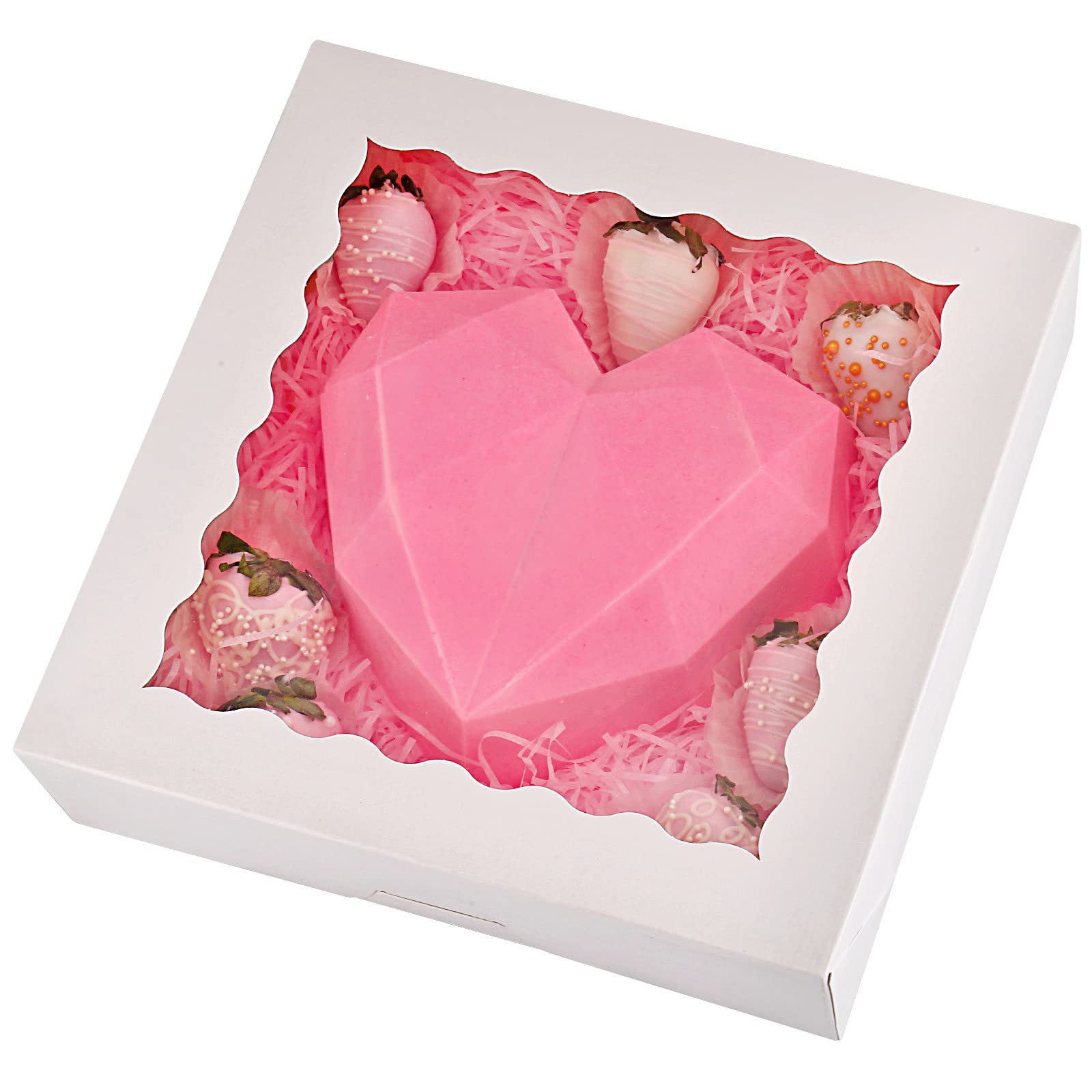 Tcoivs 20-Pack Pie Boxes 10'' X 10'' X 2.5'', Cookie Boxes, Bakery Boxes With Window For Muffins, Donuts And Pastries (White)