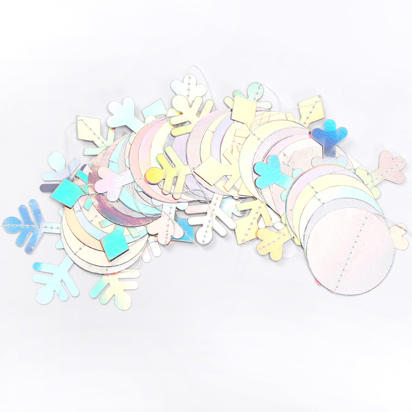 Iridescent-Holographic Christmas Party-Decorations Snowflake-Snow Garland - 61Ft Winter Wonderland Frozen Hanging Paper Streamer