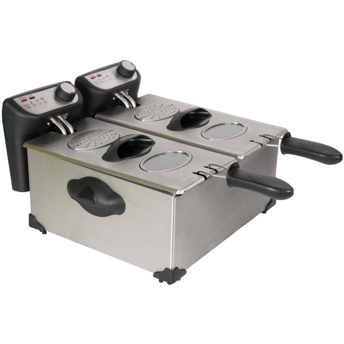 CHARD DF-6E, Dual Tank Deep Fryer, Stainless Steel, 6 liter, 1500 watts,Silver, Black