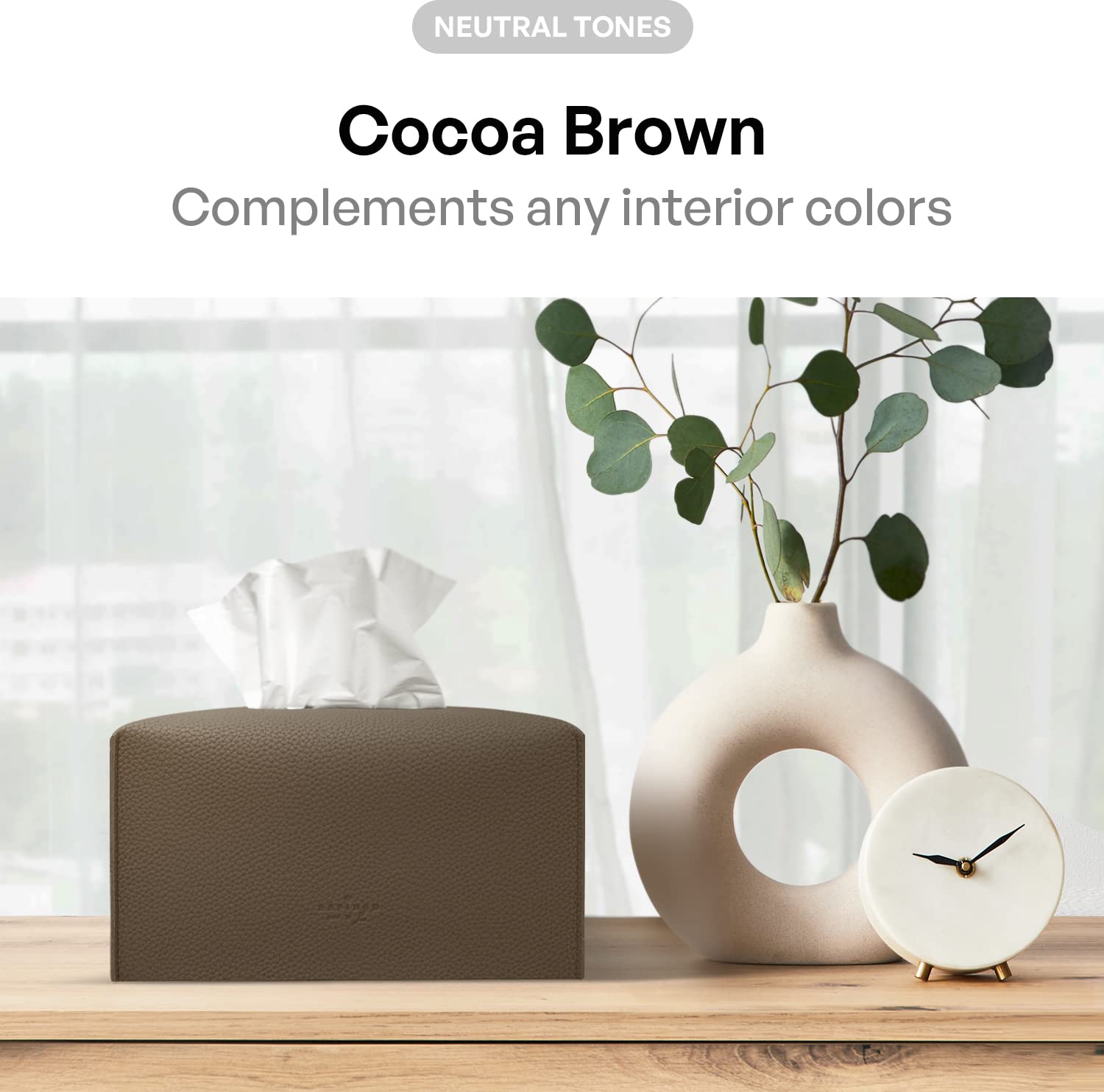 Carrotez Tissue Box Cover, [Refined] Modern Pu Leather Rectangular Tissue Box Holder - Decorative Holder/Organizer For Bathroom