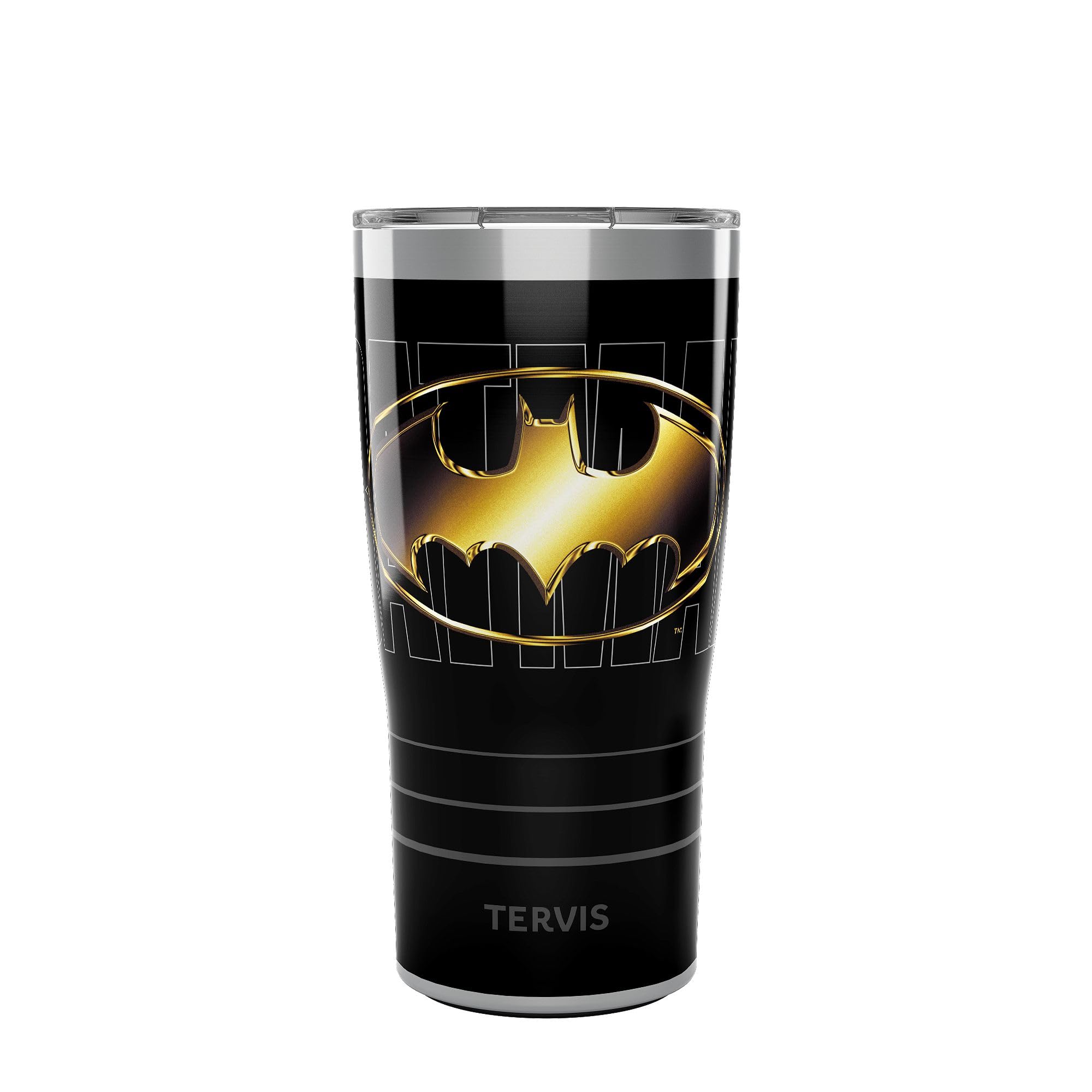 Tervis Traveler DC Comics - Batman - Gotham Gold Triple Insulated Tumbler Travel Cup Keeps Drinks Cold & Hot, 20oz, Stainless St