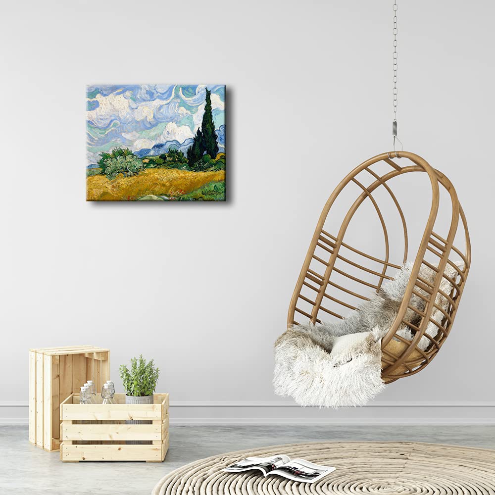 Wieco Art Wheat Field With Cypresses By Van Gogh Classic Oil Paintings Reproduction Modern Framed Landscape Giclee Canvas Prints