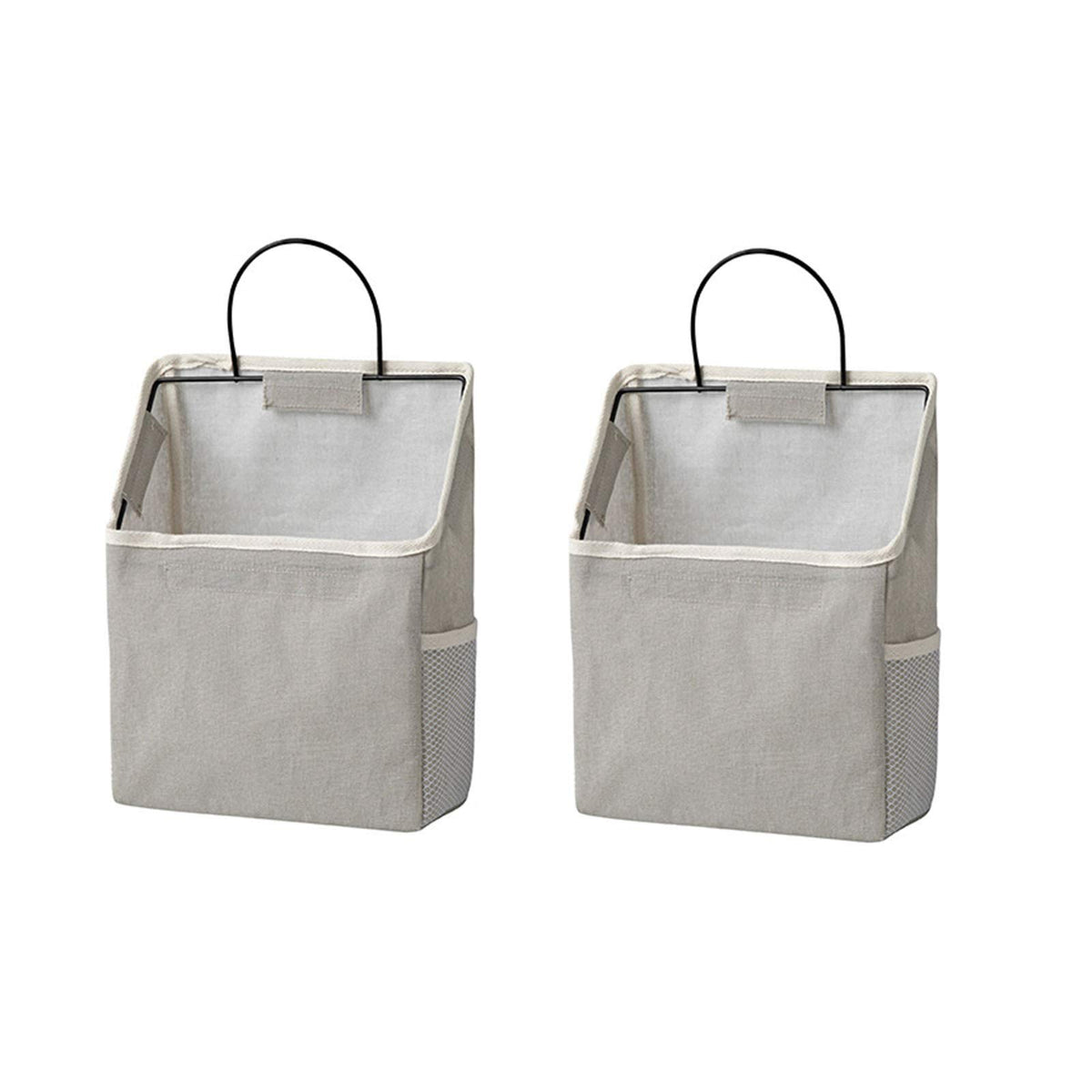 Ruipbote 2 Pcs Wall-Hanging Storage Bags, Desktop Organizer Basket Cotton Linen Hanging Storage Basket For Kitchen,Bderoom,Livin