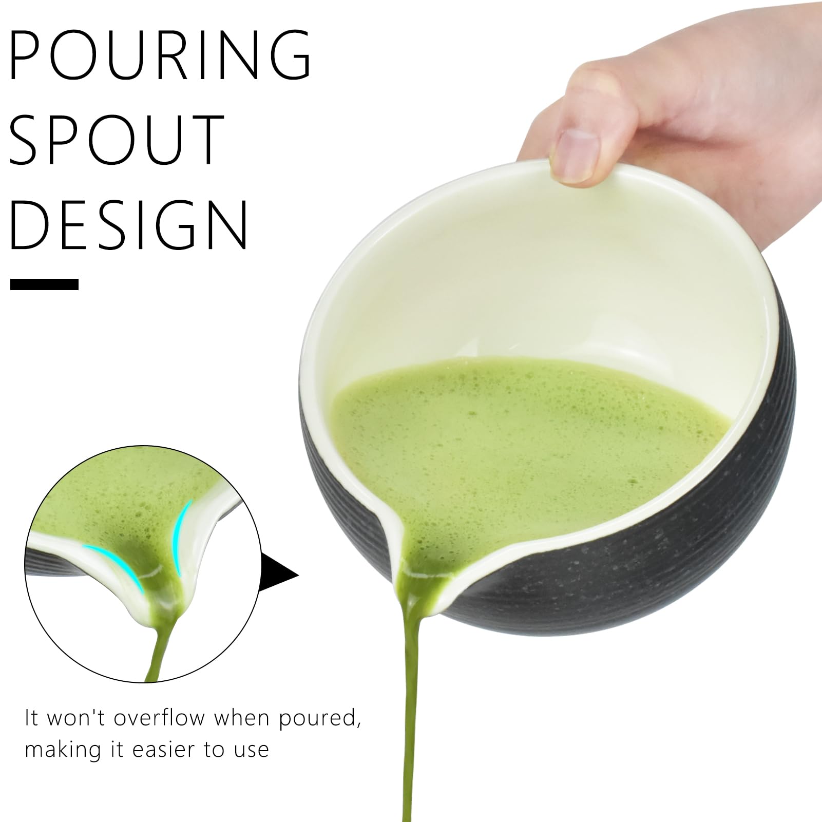 Artcome Bluestone Glaze Matcha Kit For Japanese Tea Ceremony, Bowl With Pouring Spout, Whisk, Tea Scoop, Matcha Powder Strainer,