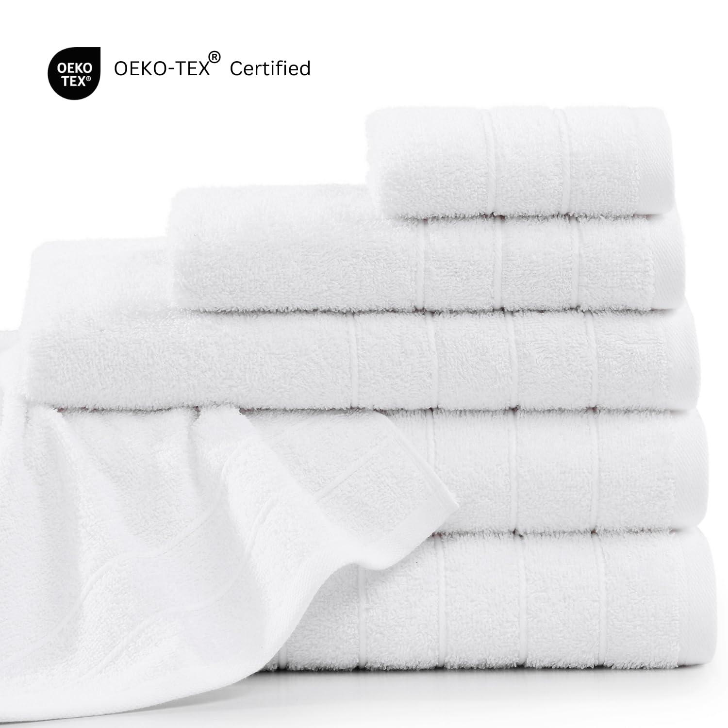 Casa Platino 24 Piece 100% Cotton White Towels Set For Bathroom, 2 Bath Sheets, 2 Large Bath Towels(30''X 60''), 2 Gym Towels (2