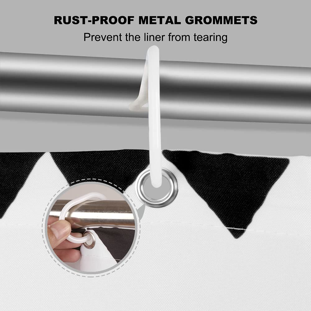 Uphome 72x72 Boho Shower Curtain Black and White Fabric Bathroom Curtains Set with Hooks  Chic Triangle and Geometric Tassel Bath Curtain  Heavy Duty and Waterproof for Modern Hotel Decor