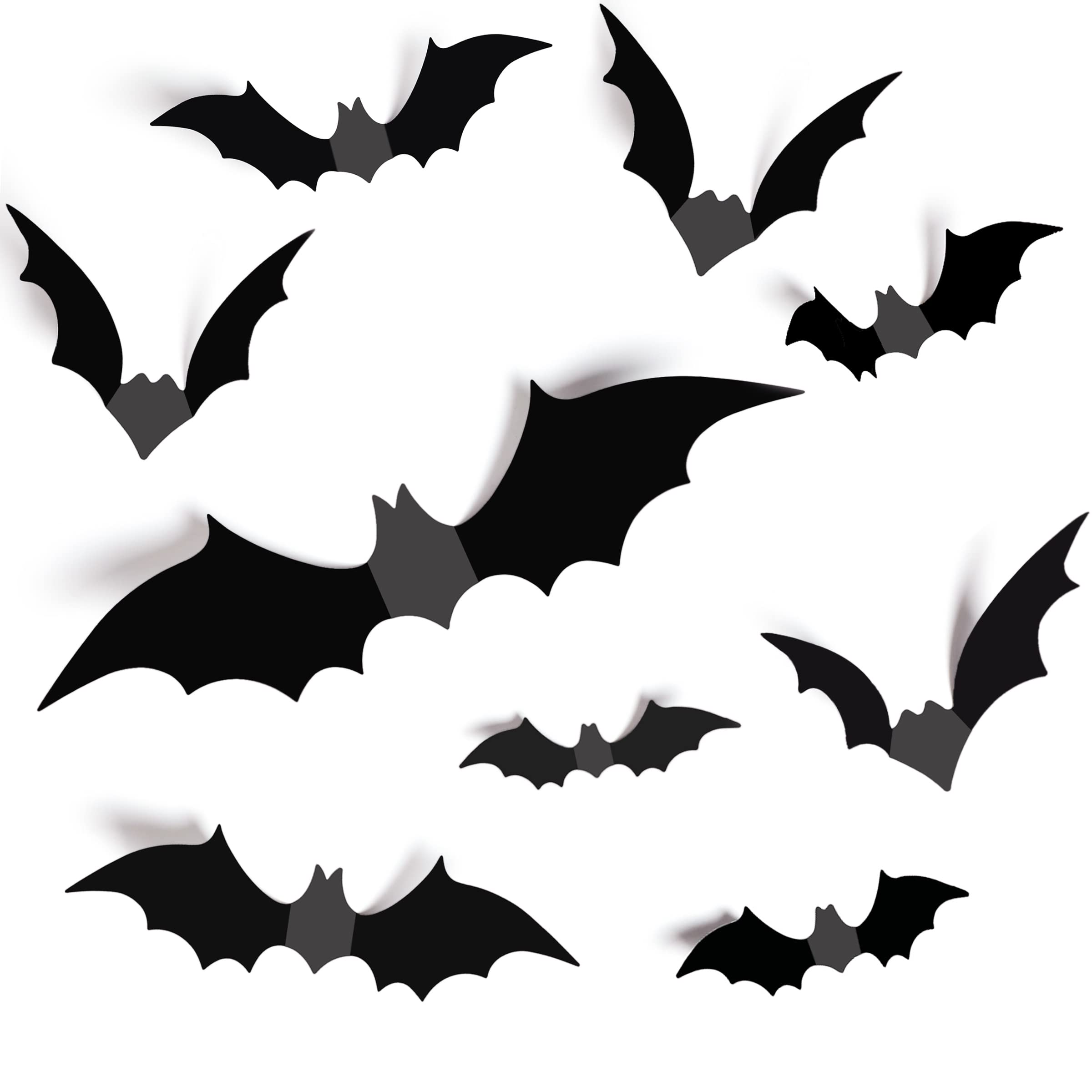 Halloween Decorations Bats Wall Decor Halloween Party Decorations Indoor Outdoor Halloween Decor Supplies, 64 Pcs Reusable Pvc 3