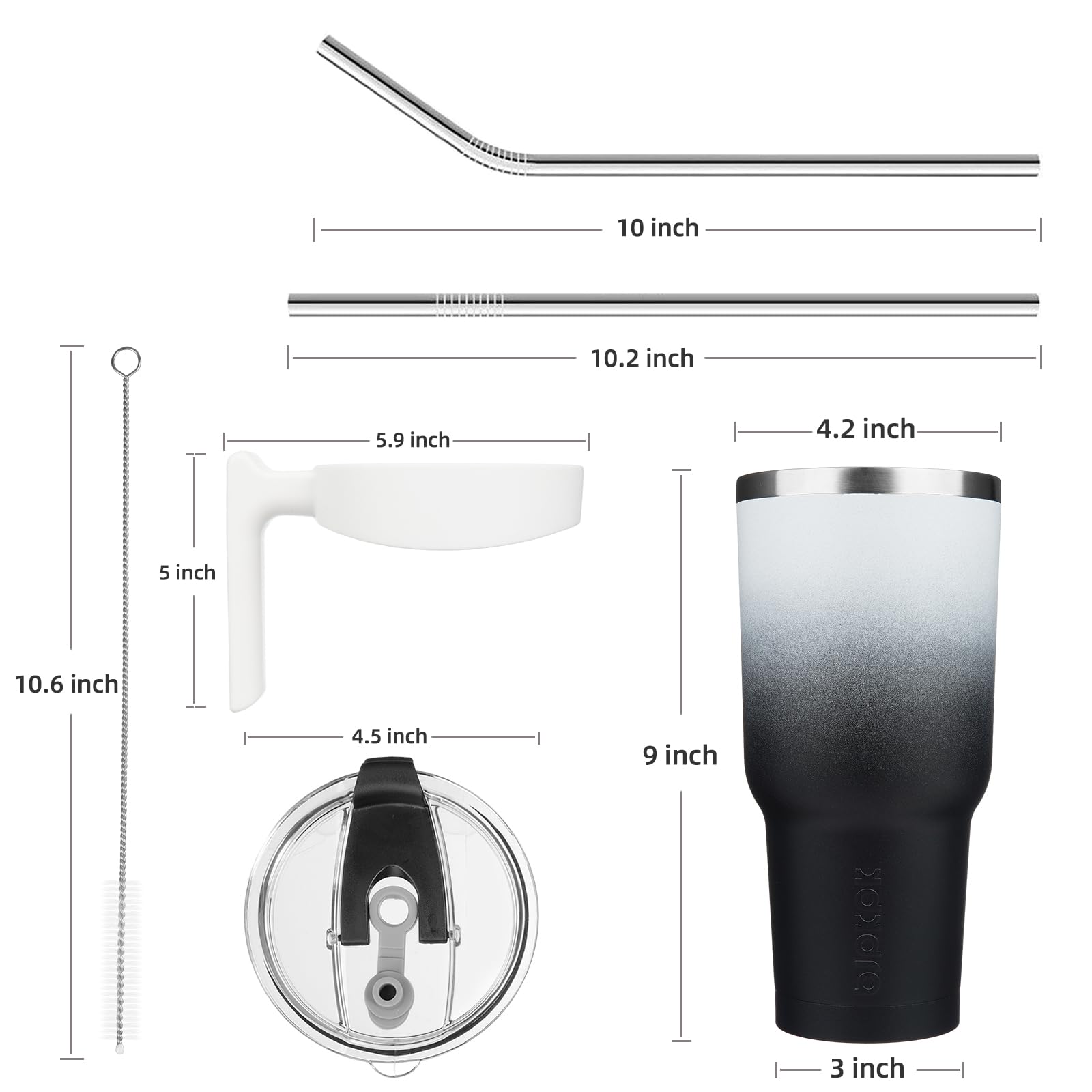 Bjpkpk Tumbler With Handle And Straw 40 Oz Insulated Tumblers With Lid Stainless Steel Travel Coffee Cups,Day Night