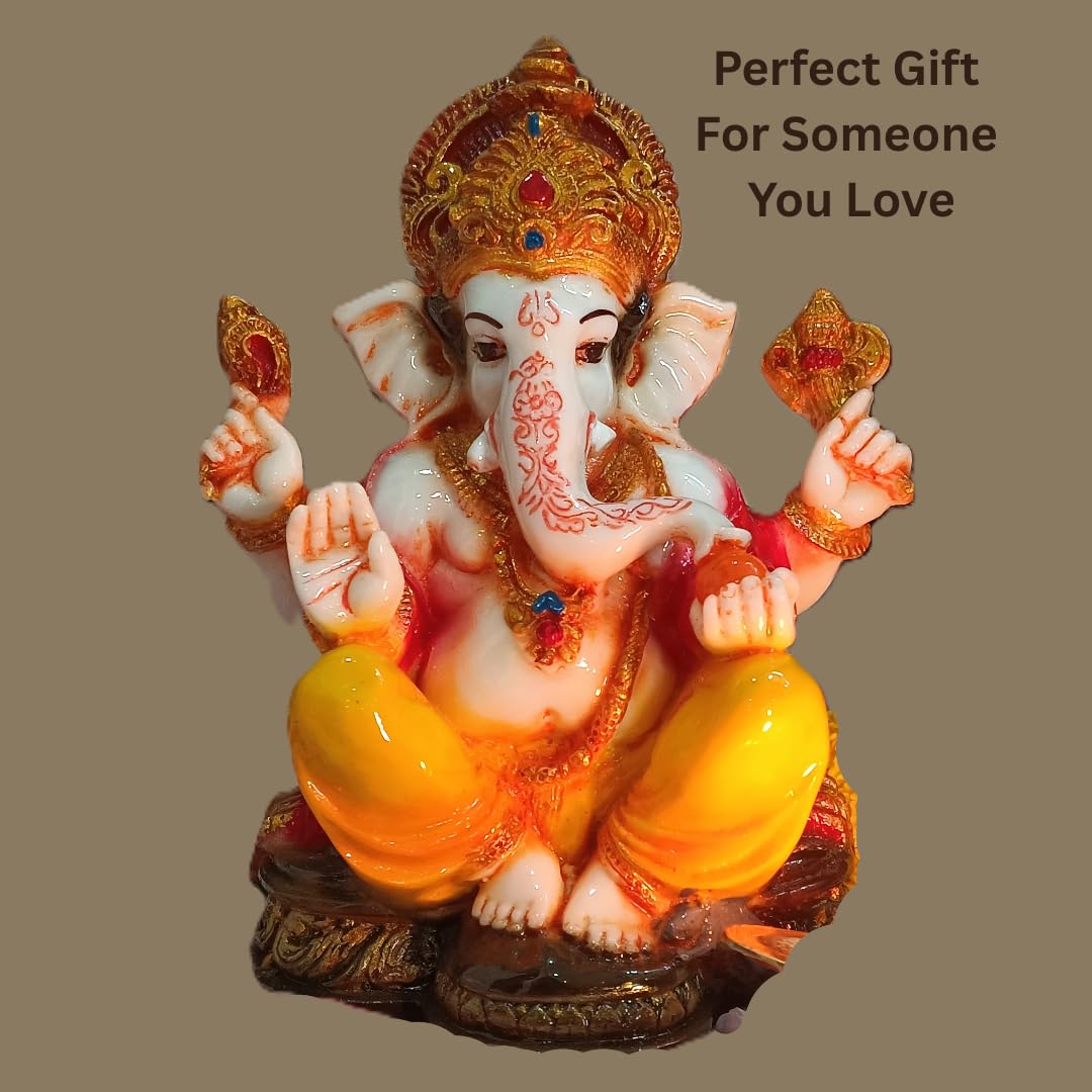Apnimarket 6.5 Ganesha Idols By Jaipur Karigars | Living Room Ganesh Idol | Ganpati Murti For Home Decoration | Handcrafted Vina