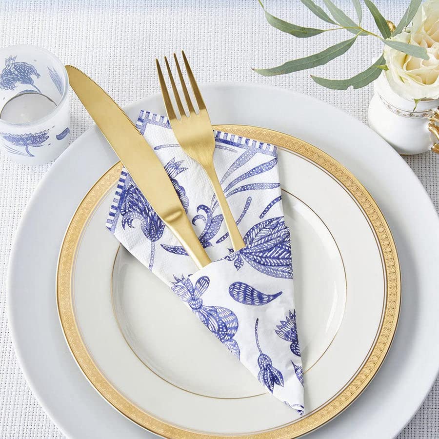 Kate Aspen Decorative 2 Ply Paper Napkins - Set Of 60 - 6.5 Inch Durable Disposable Serveware, Easy Cleanup For Birthday, Weddin