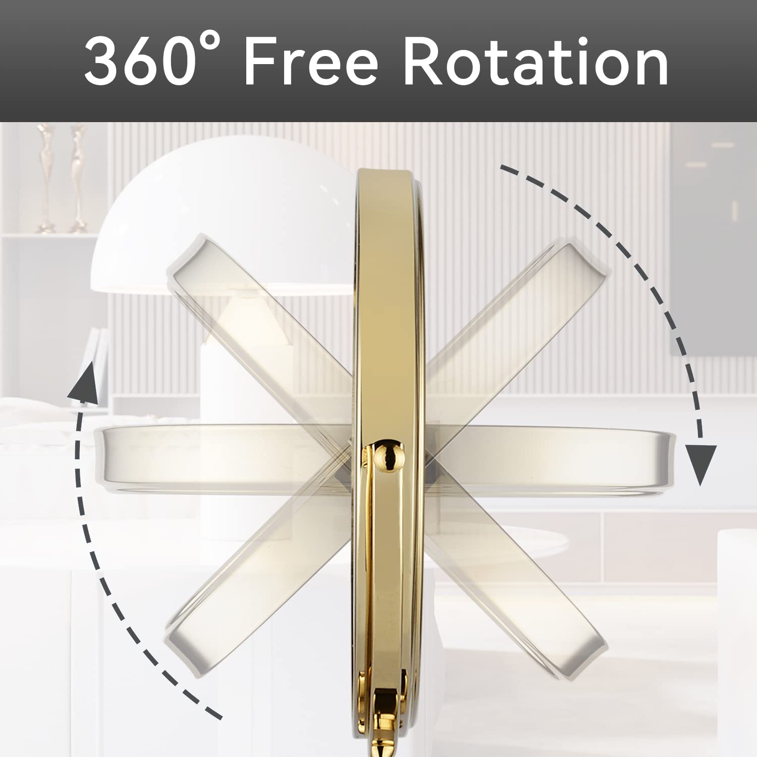 Dowry Makeup Mirror 10X Magnification Vanity Mirror Tabletop Two-Sided Swivel Gold Finish