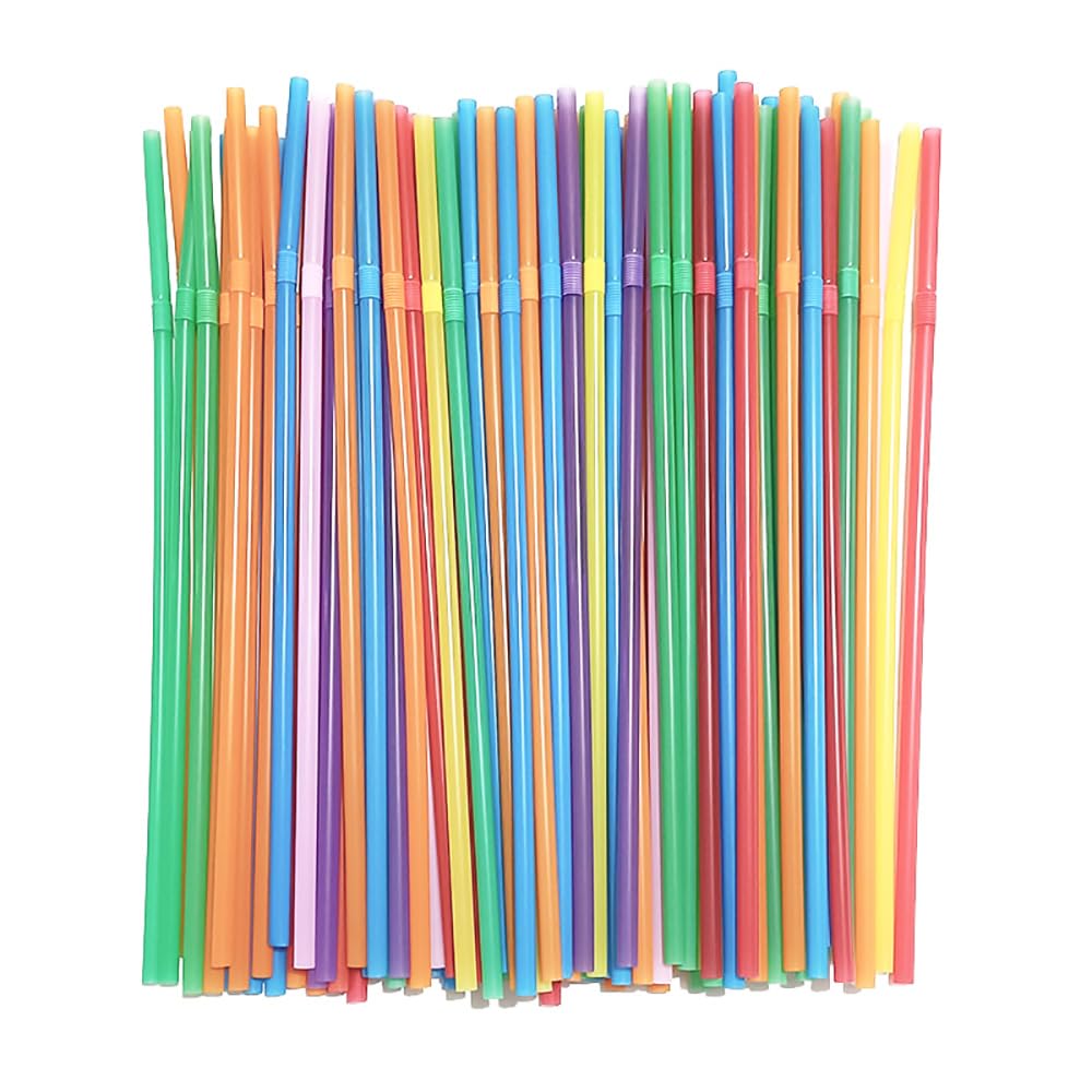 Foreverie Flexible Drinking Straws Bendable, 500 Pcs Value Pack, Caliber 5 Mm Length 21 Cm (8.27 Inches), Plastic, Assorted Pure