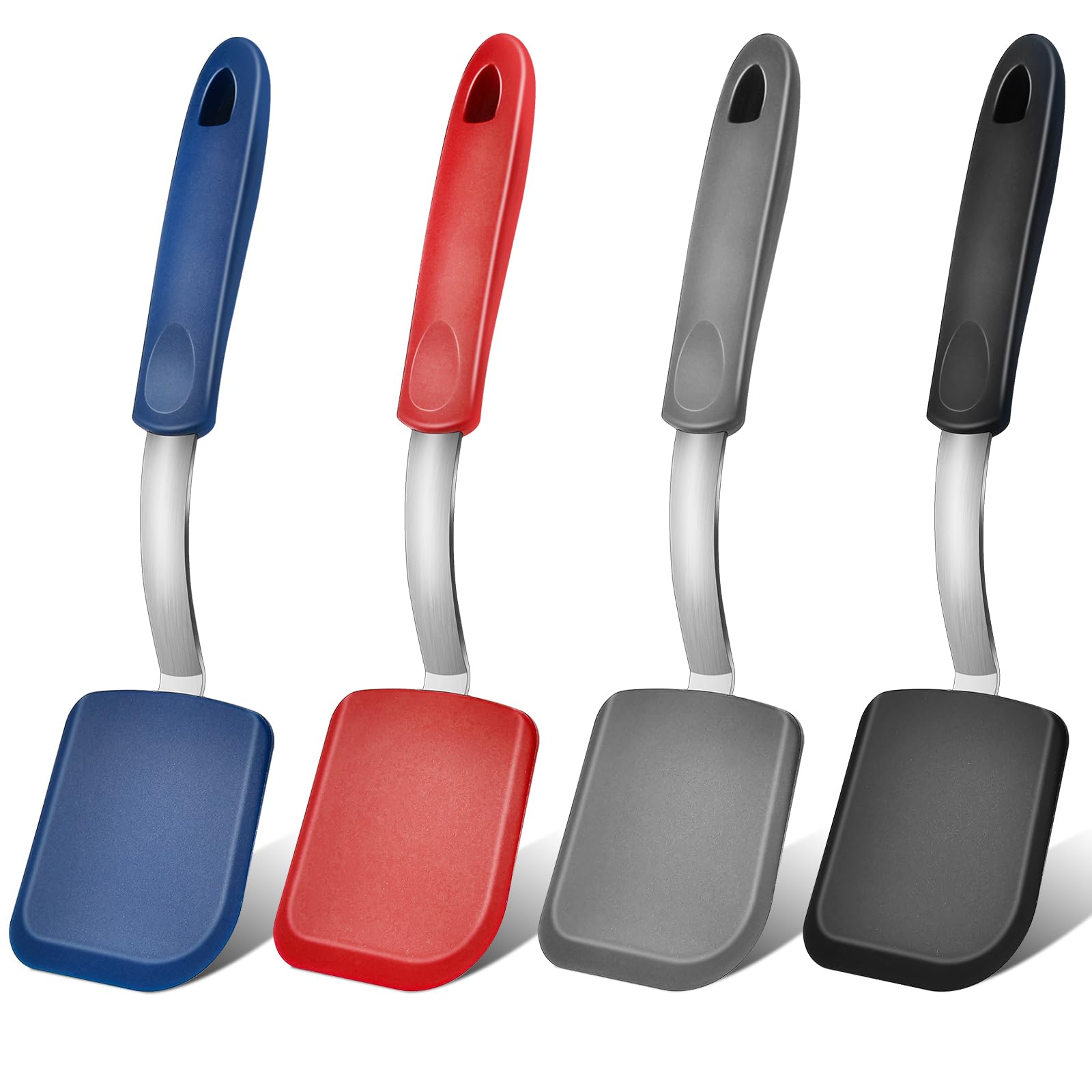 Elesunory 4 pcs Silicone Spatula, Heat Resistant Silicone Cookie Spatula Turner, No Scratch Flipper Baking Utensils, Small Spatu