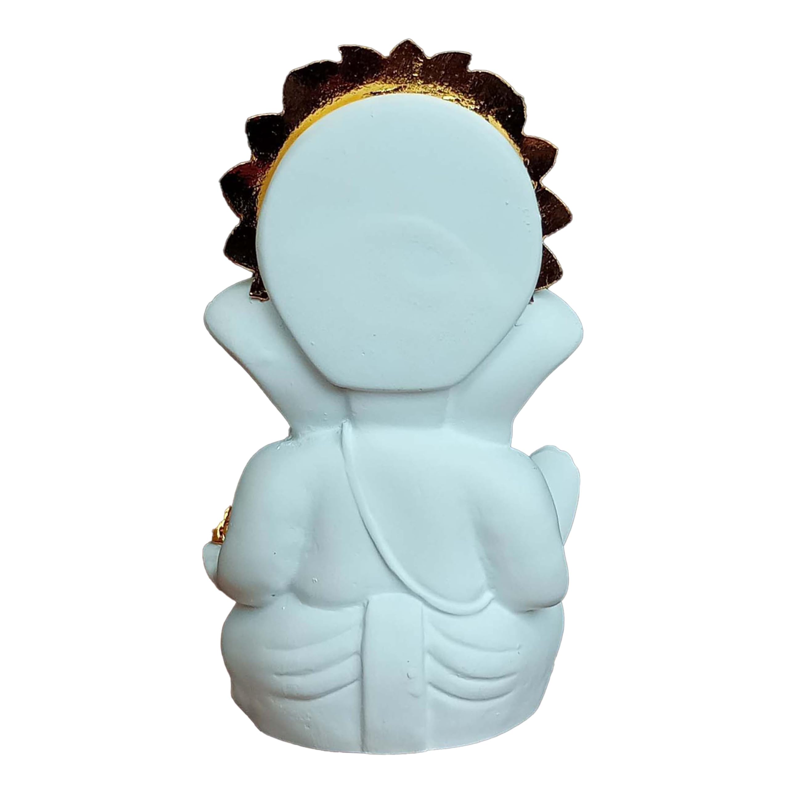 24K Gold Plated Jewellery White Lord Ganesha In Gold Crown, | Idol For Car Dashboard | Decorative Showpiece For Gifting | Ganesh