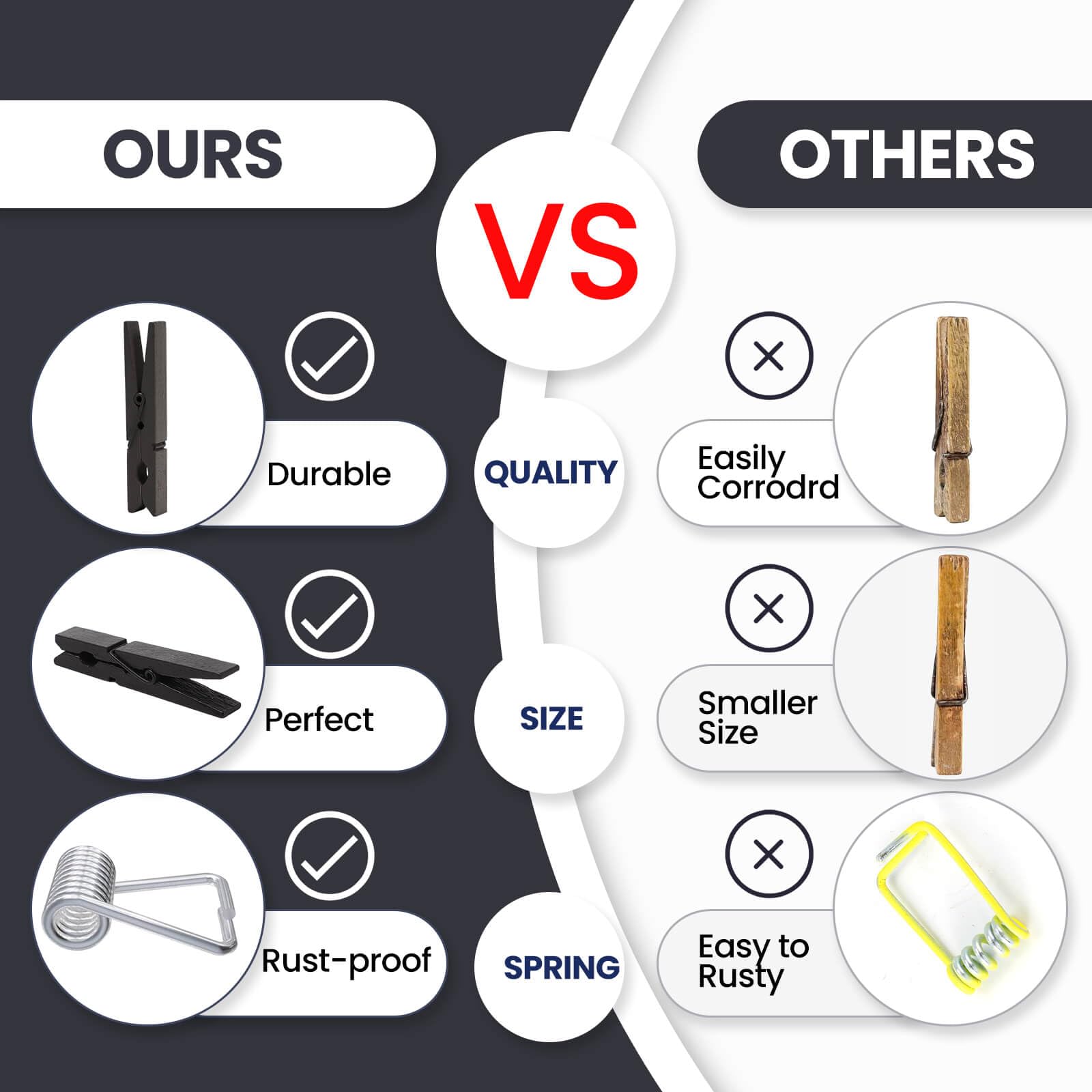 50Pcs Colored Wooden Clothespins Black, 2.9Inch Clothes Pins For Clip Pictures Photos Decorative, Small Colorful Wood Decoration