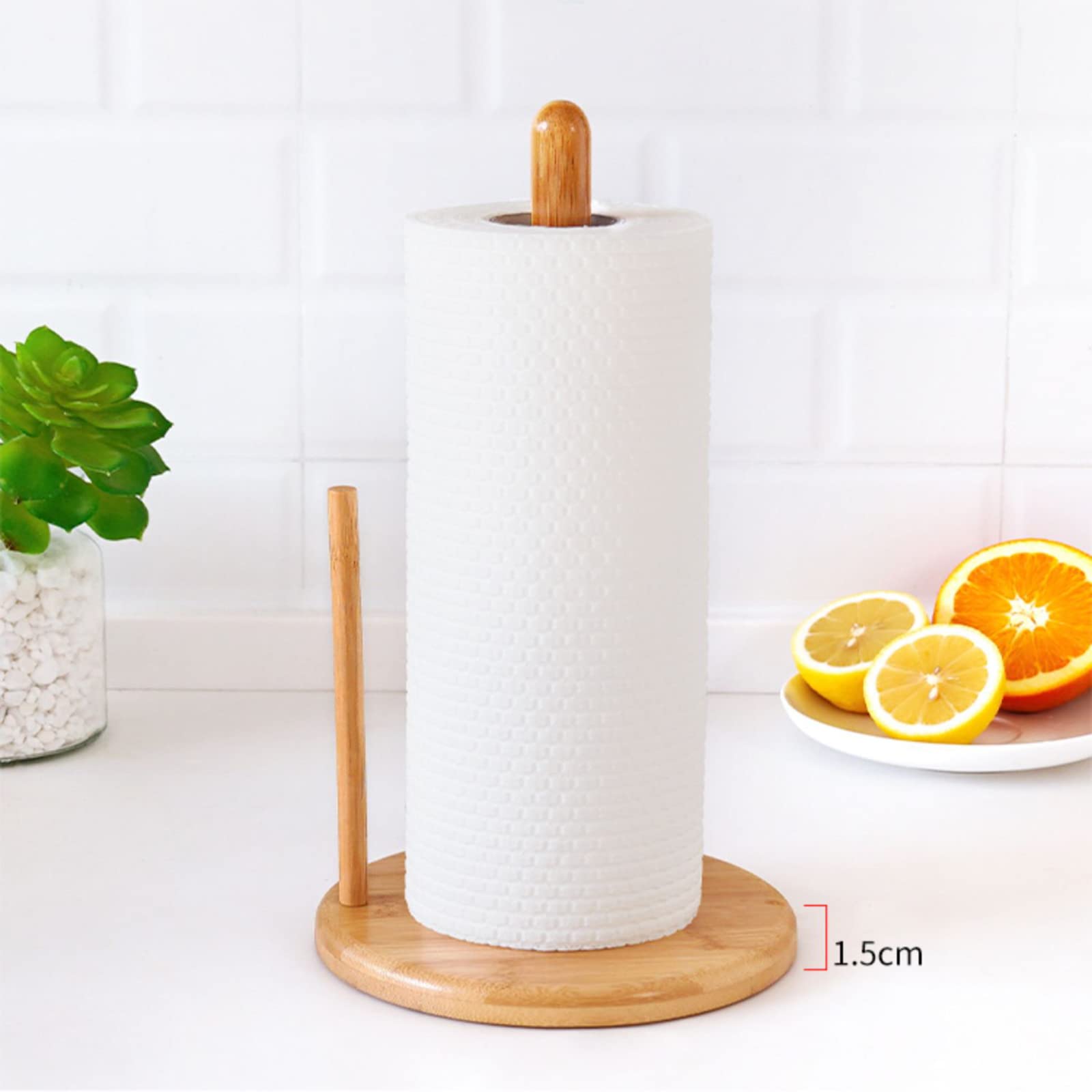 Bamboo Paper Towel Holder Natural Bamboo Wood Countertop Vertical Tissue Holder Rack Kitchen Paper Hanger Rack Countertop Wooden
