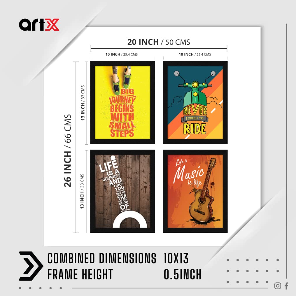 ArtX Paper Big Motivational Quote Wall Frame Art Painting, Multicolor, Inspirational, 10X13 in each, 20X26 inches combined, Set