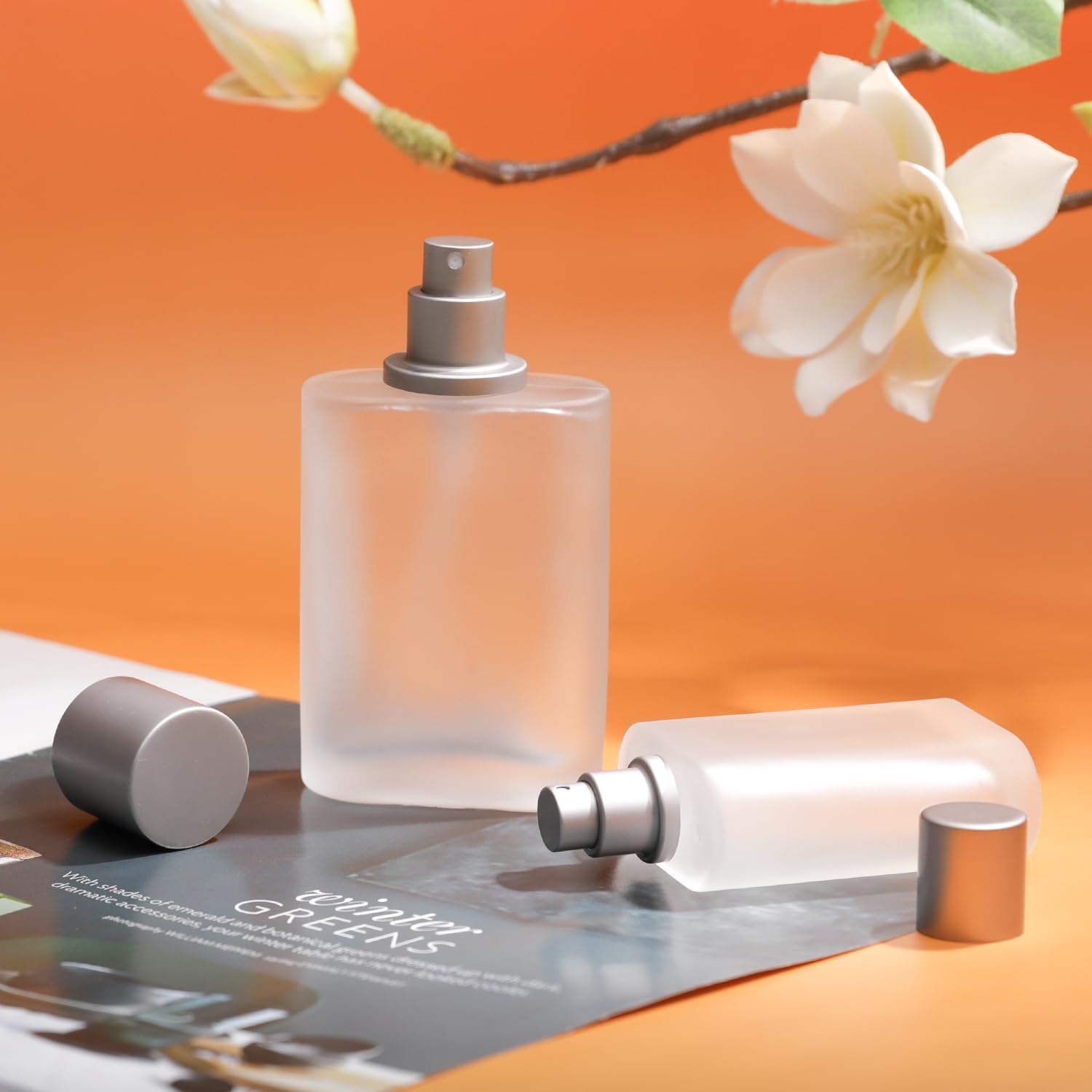 Yerpkefey 50Ml/1.7 Oz Frosted Glass Spray Bottle Perfume Atomizer,Refillable Perfume Spray Bottle Perfume Bottles Empty With 3 K
