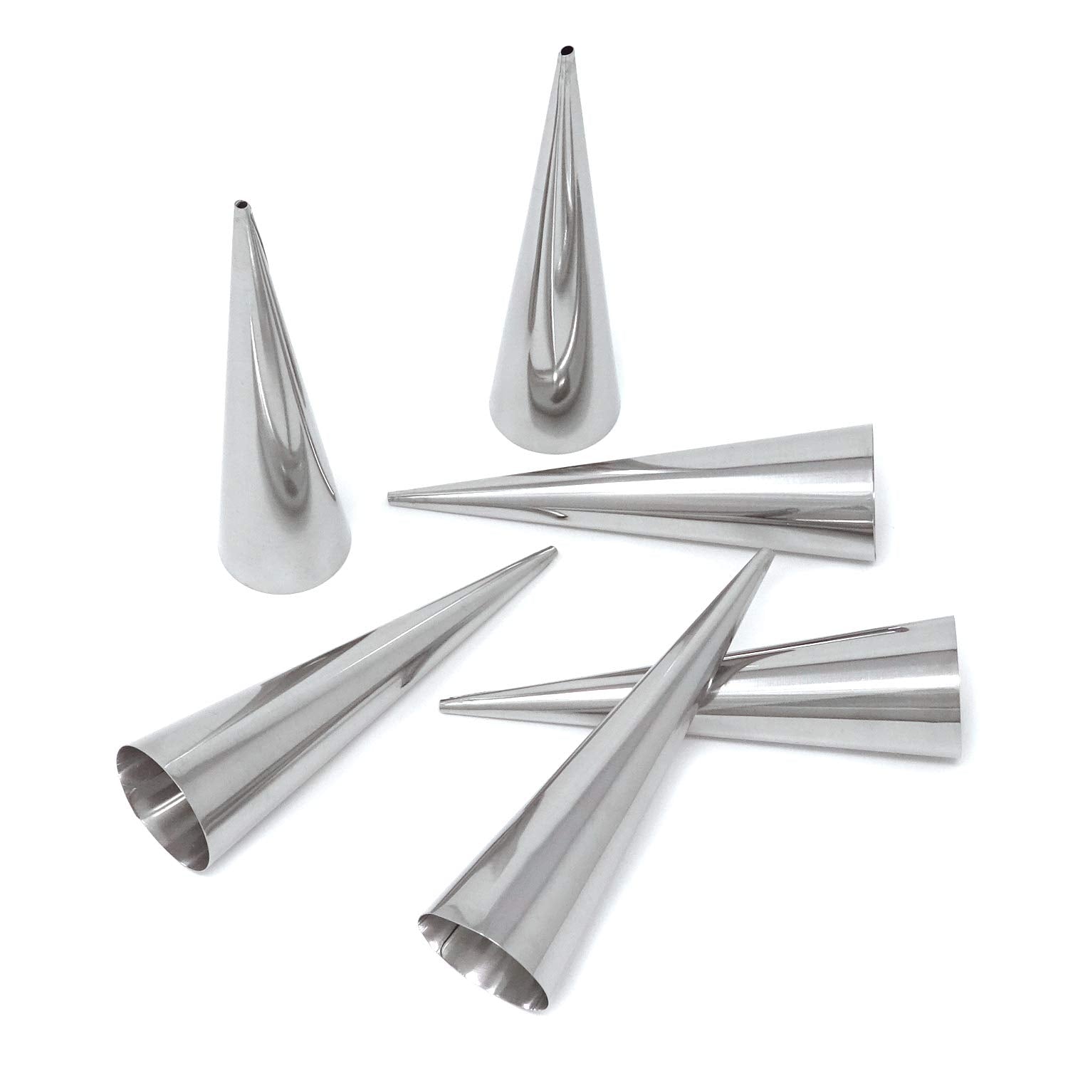 Honbay 6PCS Stainless Steel Cream Roll Horn Forms Croissant Cones Moulds for Baking