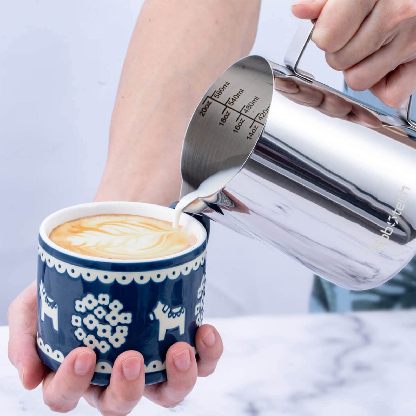 Stainless Steel Milk Frother Cup - Espresso Steaming Pitchers Coffee Foam Making Pitcher Latte Art Froth Cup Steaming Jug Cappuc