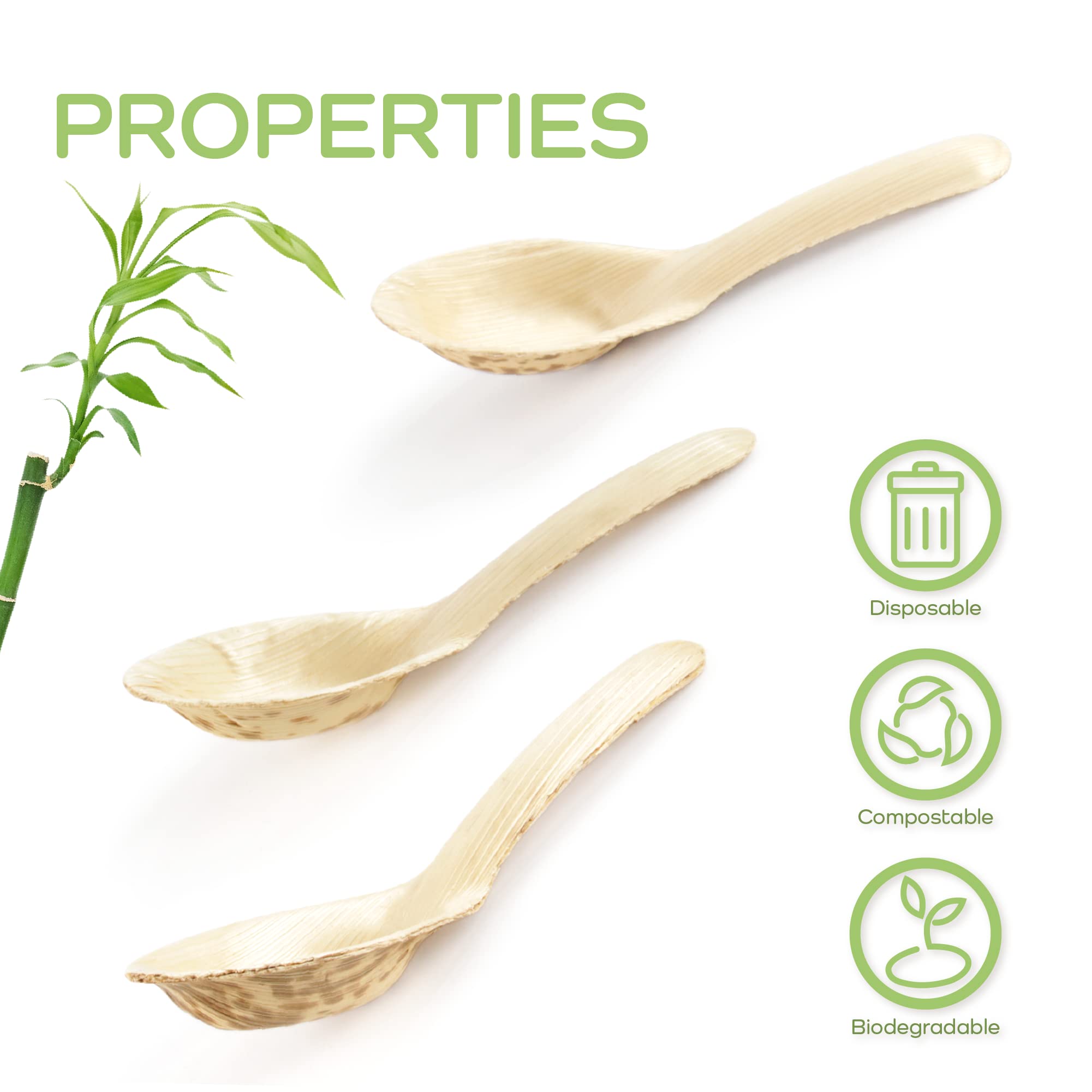 Bamboomn 5.1'' Premium Bamboo Leaf Chinese Soup Spoons, All Natural Disposable Compostable For Catering And Home Use, 100 Pieces