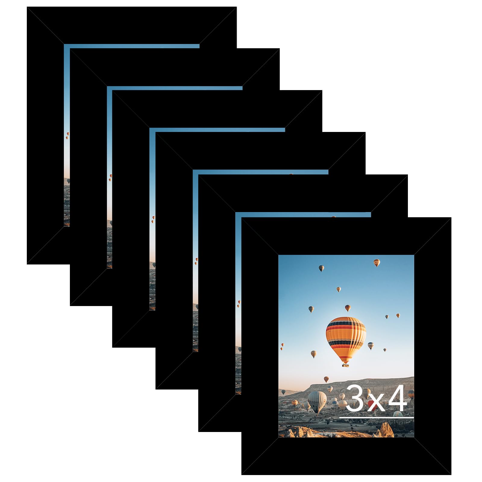 JCJMY 3x4 Picture Frame Set of 6 for Tabletop or Wall, 3 x 4 Wall Gallery Poster Photo Frame with Shatter Resistant Plexiglass, 