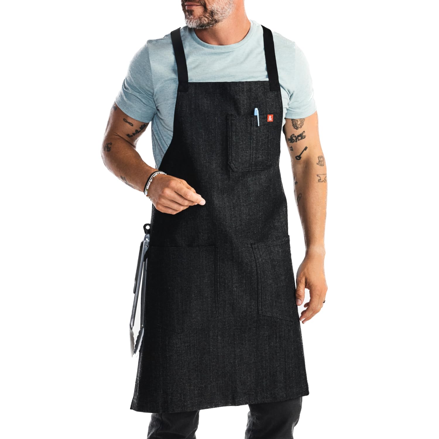 Hedley & Bennett Abalone Black Crossback Apron  Professional Chef Apron With Pockets And Crossback Straps For Cooking & Grilli