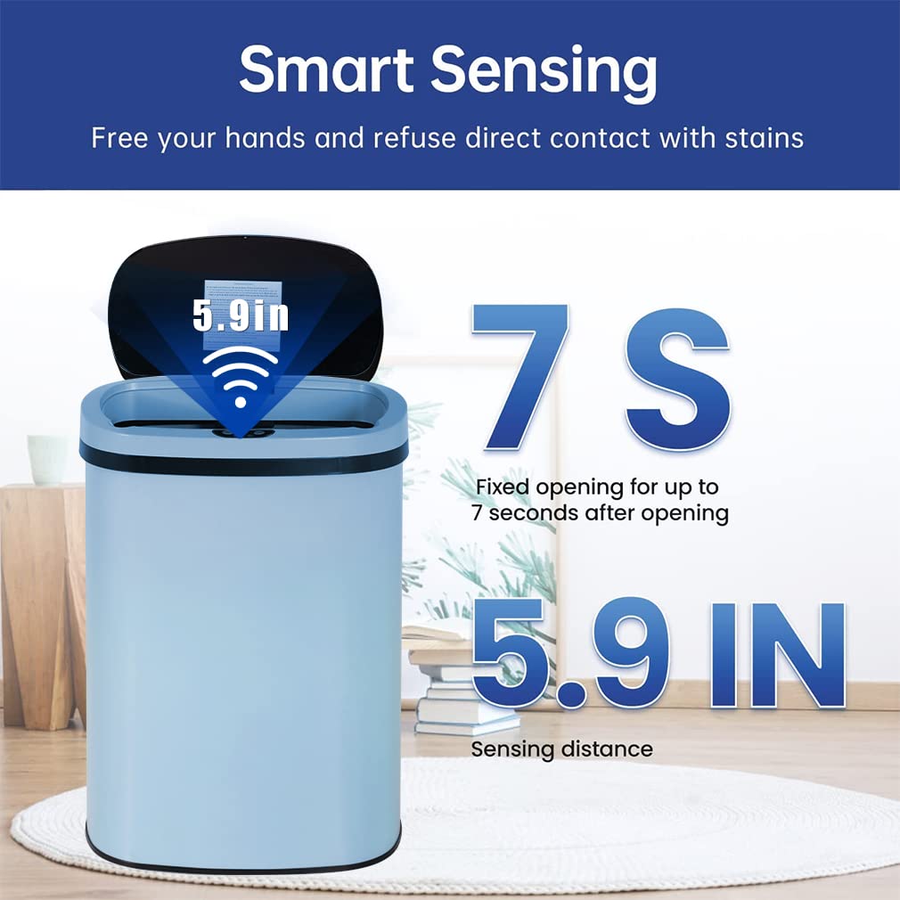 BestOffice Kitchen Trash Can with Lid, 13 Gallon Automatic Garbage Can for Bathroom Bedroom Home Office 50 Liter Touch Free High