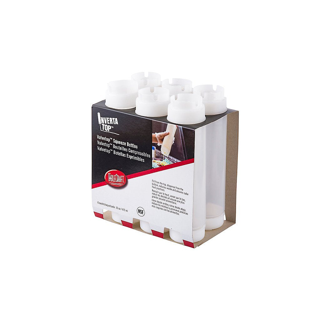 Tablecraft C16Sv Invertatop 16 Oz. Squeeze Dispenser - 6 / Pk