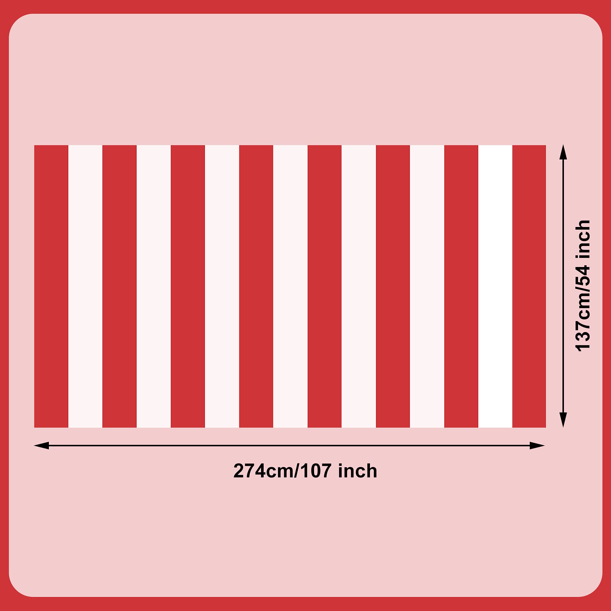 peony man 2 Pieces Red and White Striped Tablecloth Plastic Stripe Table Cover Carnival Circus Tablecloths Waterproof Rectangle Tablecloth for Holiday Party Picnic Decoration  54'' x 107''
