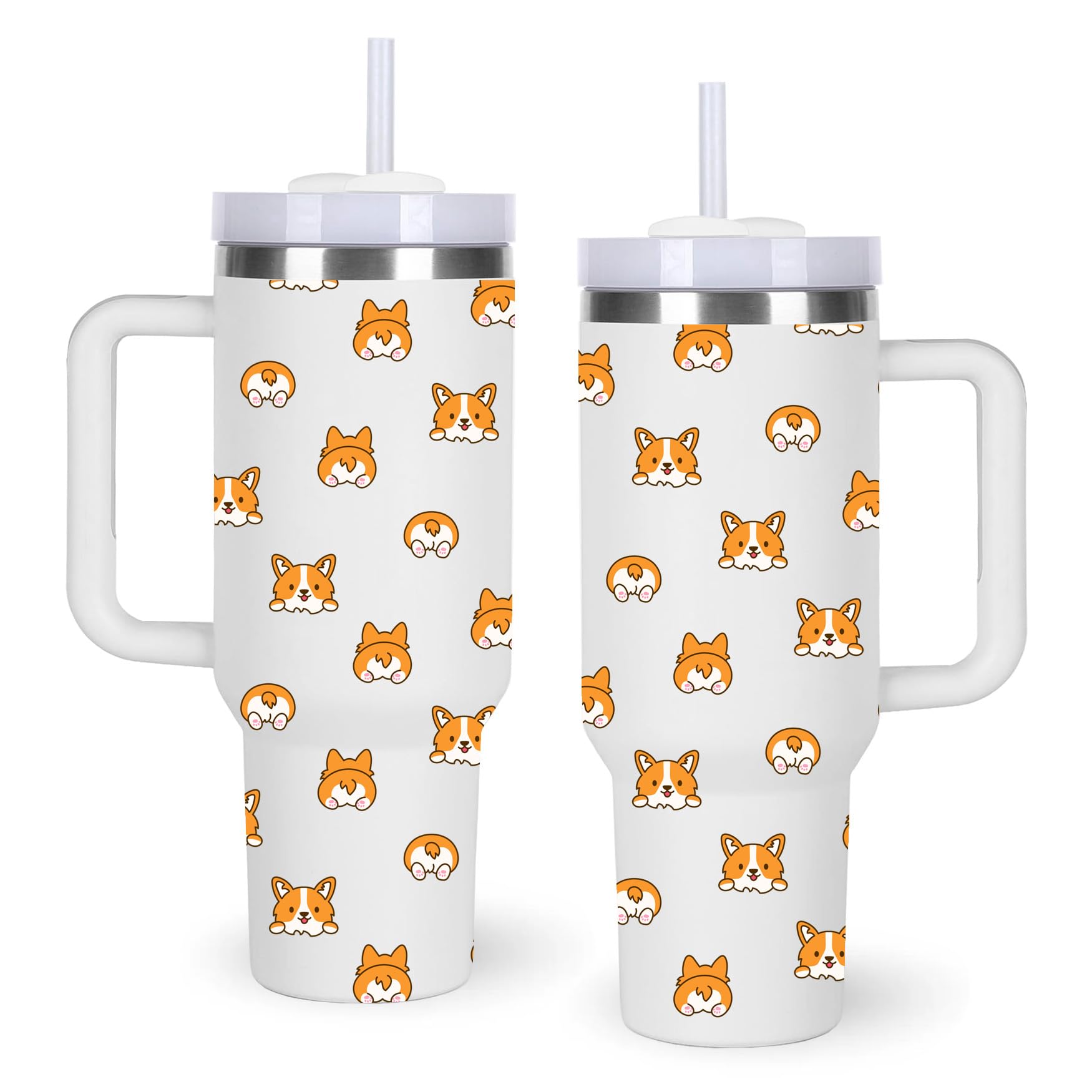 momocici Corgi Tumblers.40oz Dog Tumbler with Handle Gifts for Women.40 oz Dog Lover Cup Gift.Birthday Christmas Dog Cups Tumble